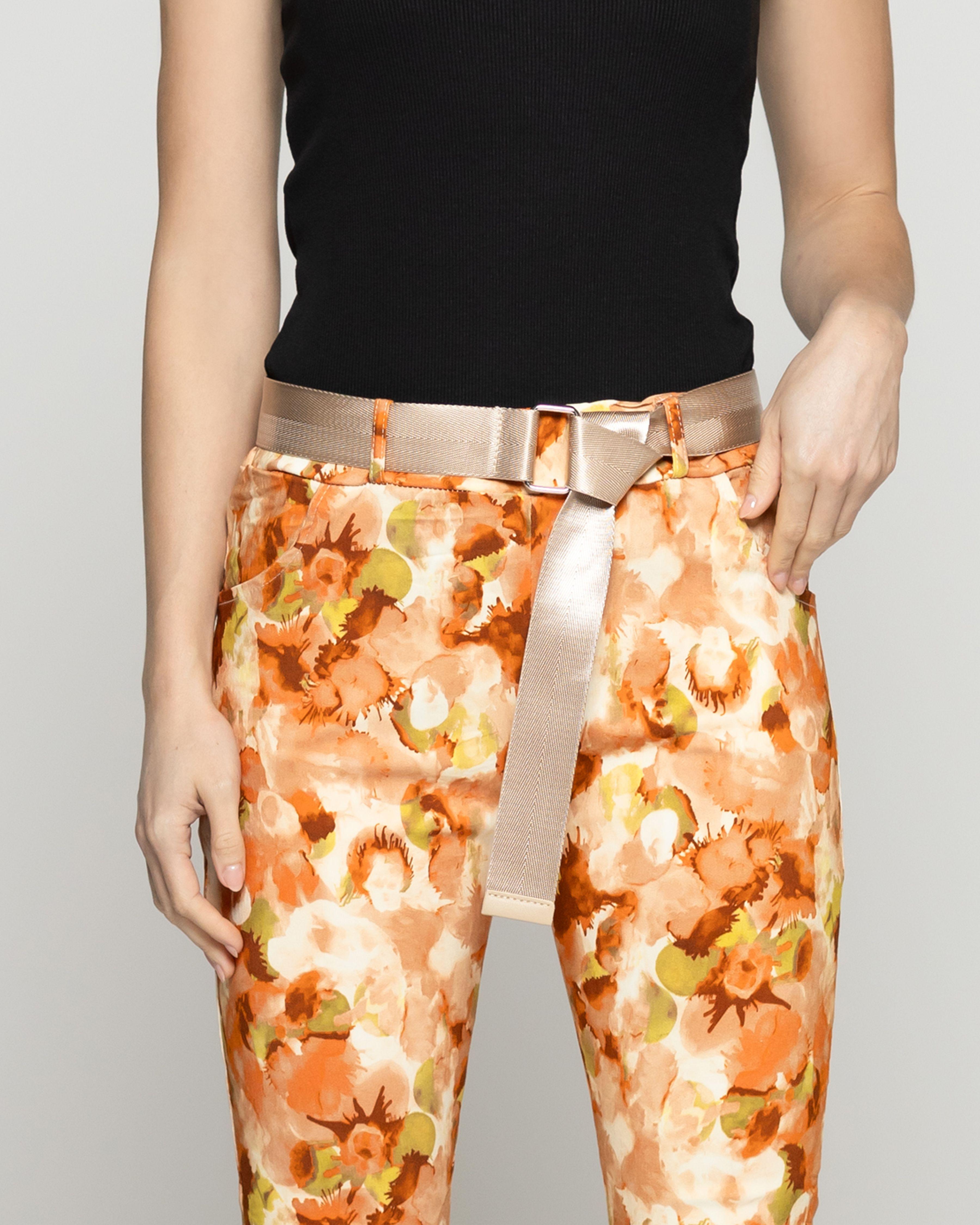 Pantalón Mujer Phedra Con Estampado Floral Camel Lineatre-4