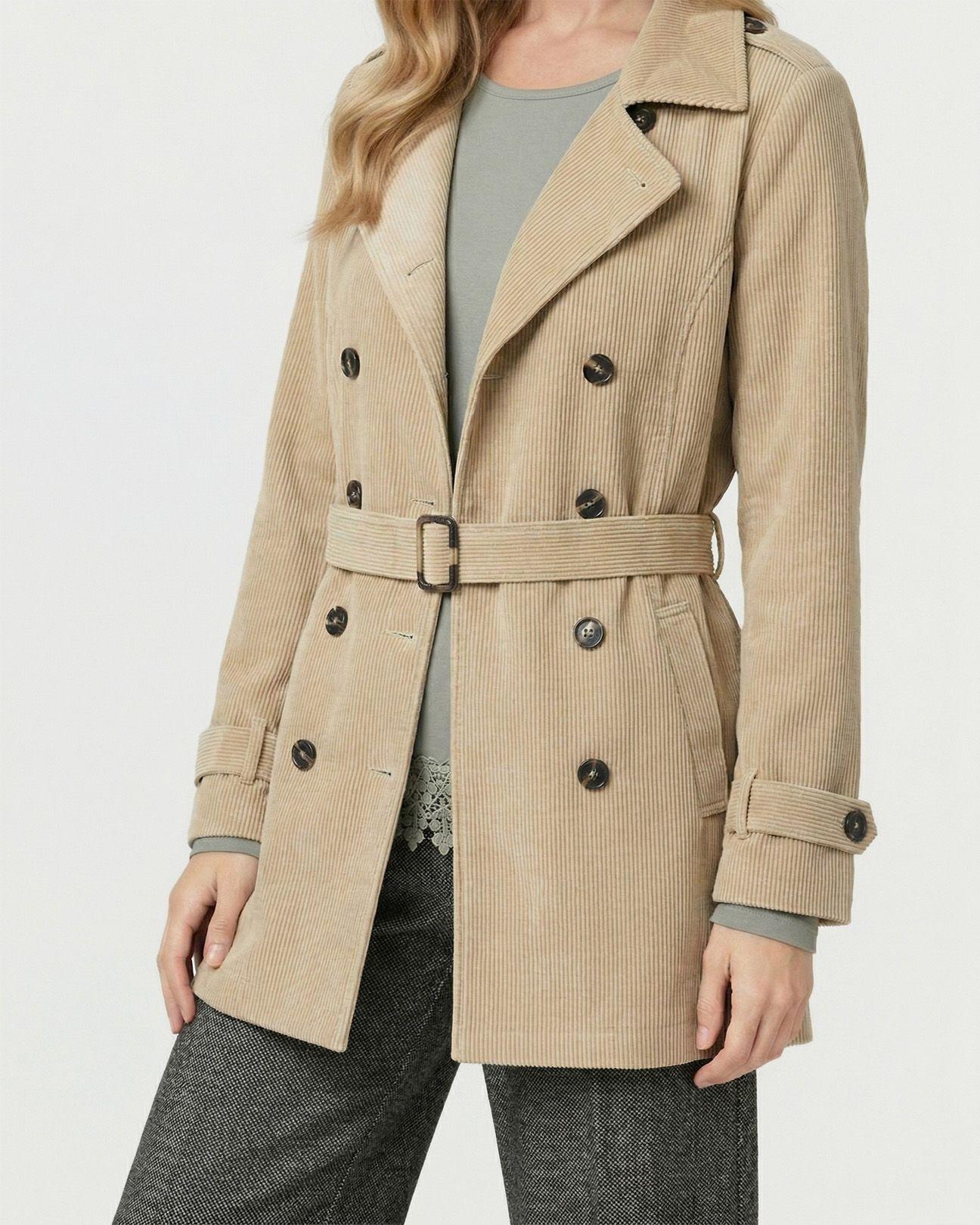 Chaqueta Mujer Elena Regular Cuello En. V Solapa Manga Suelta Fango Lineatre-2