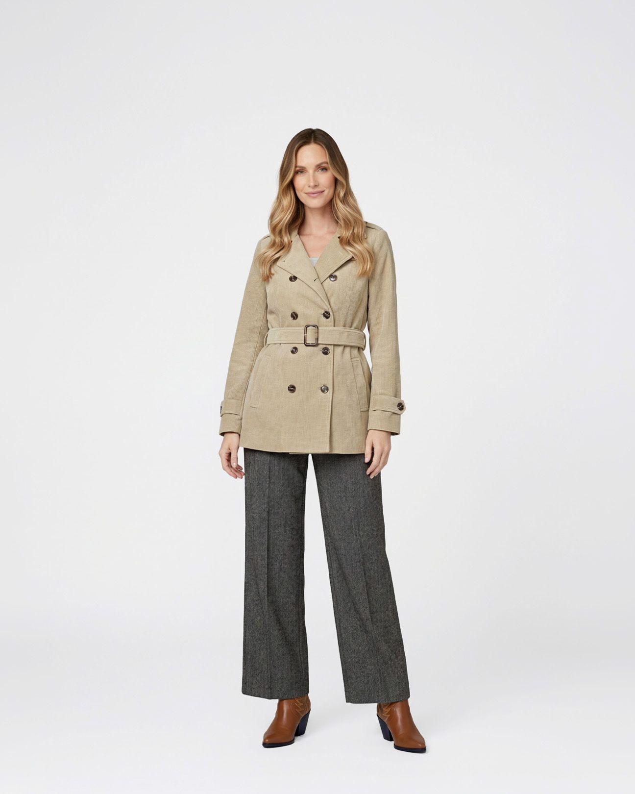 Chaqueta Mujer Elena Regular Cuello En. V Solapa Manga Suelta Fango Lineatre-3