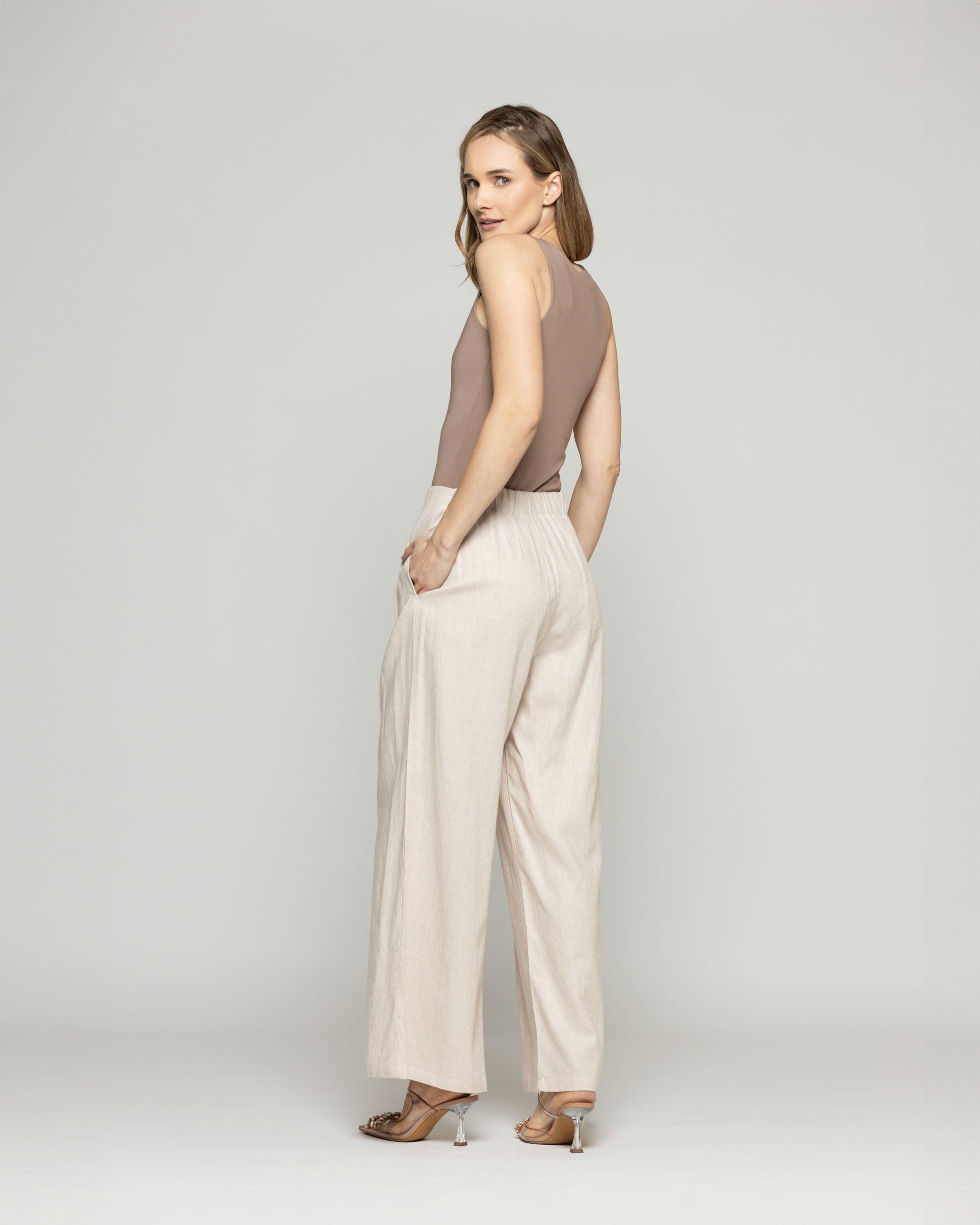 Pantalón Mujer Silene Viscosa Con Pinzas Natural Ludovica-6