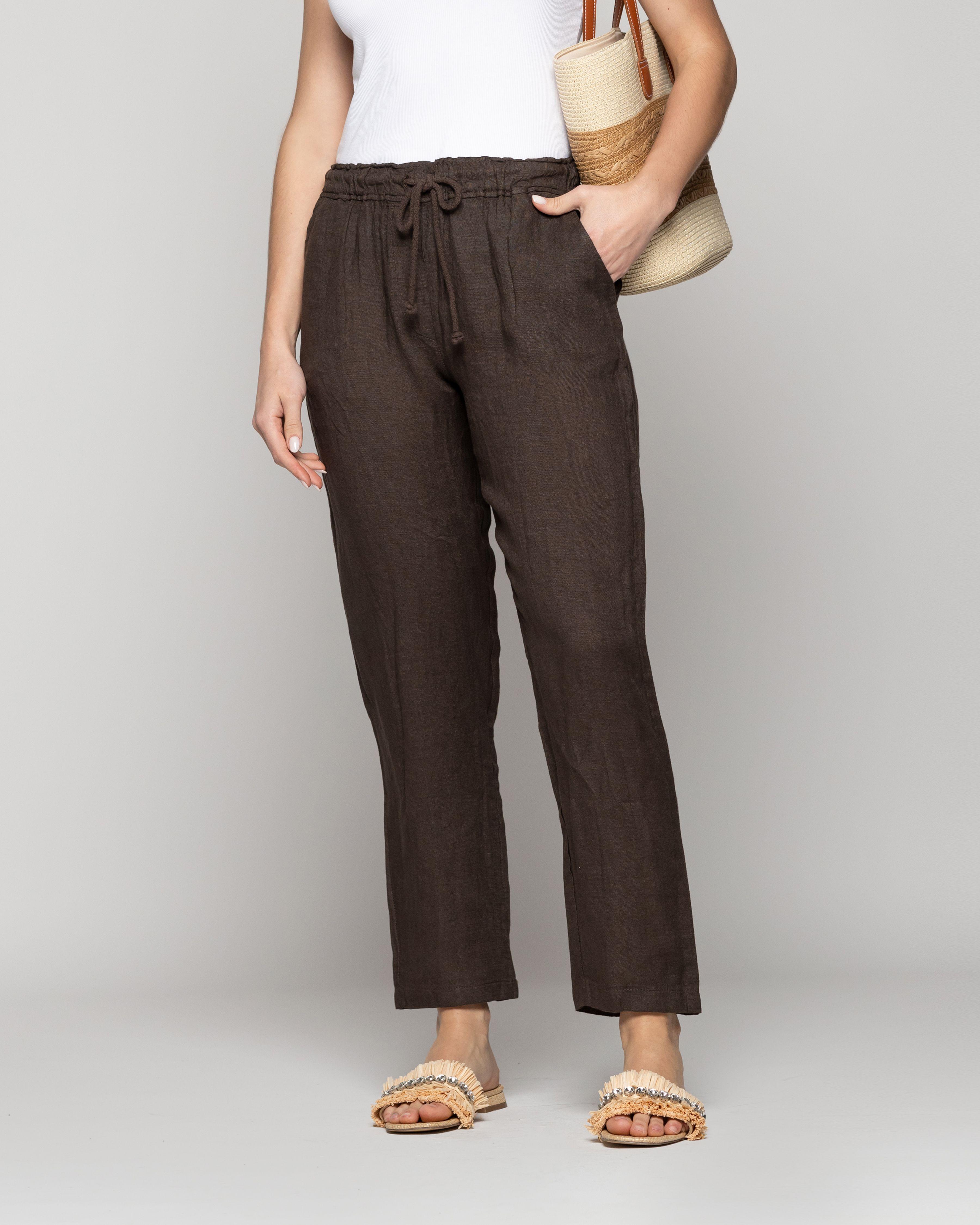 Pantalón Mujer Belén Lino Café Moro Lineatre-1