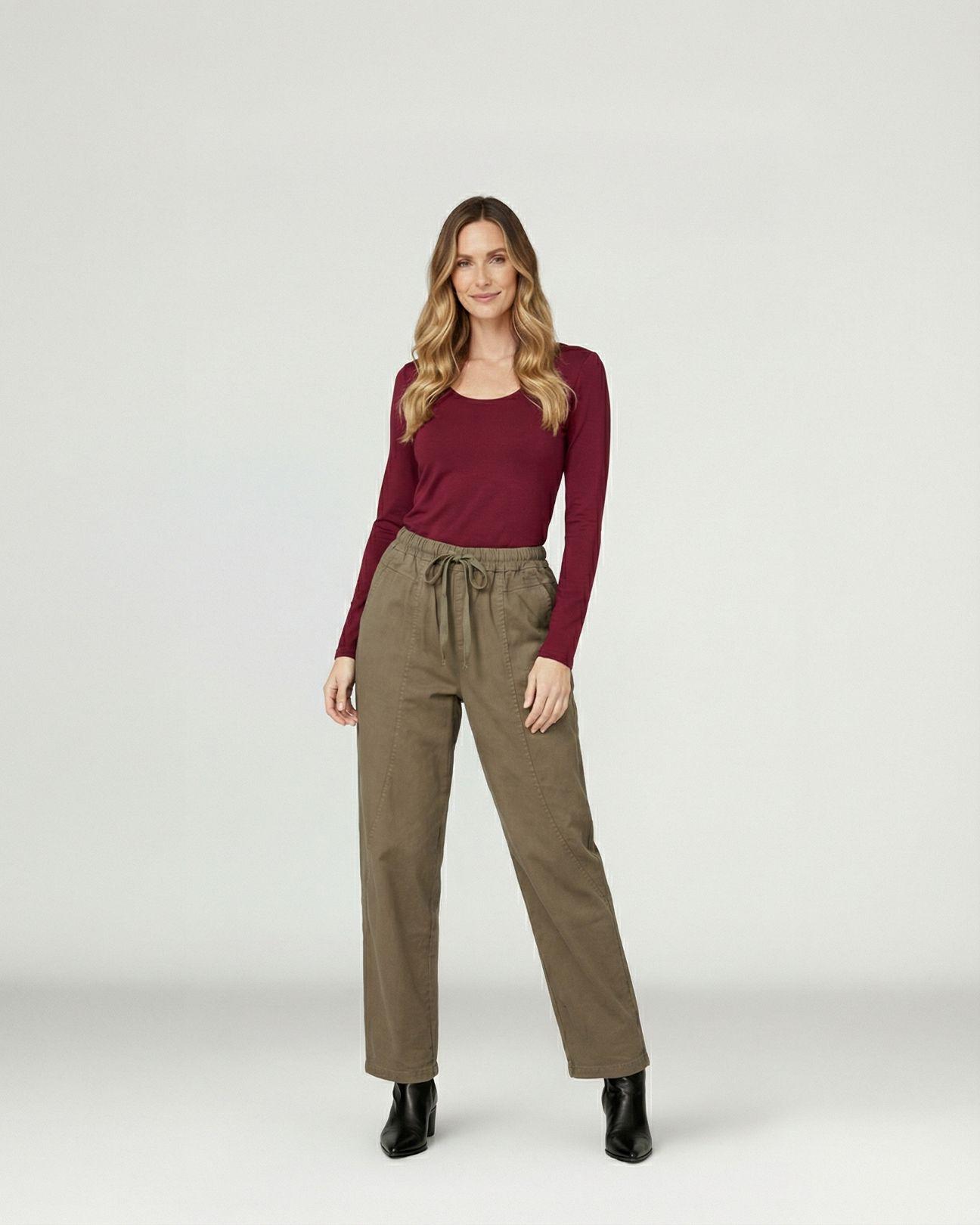 Pantalon Mujer Carmen Regular Taupe Lineatre-3