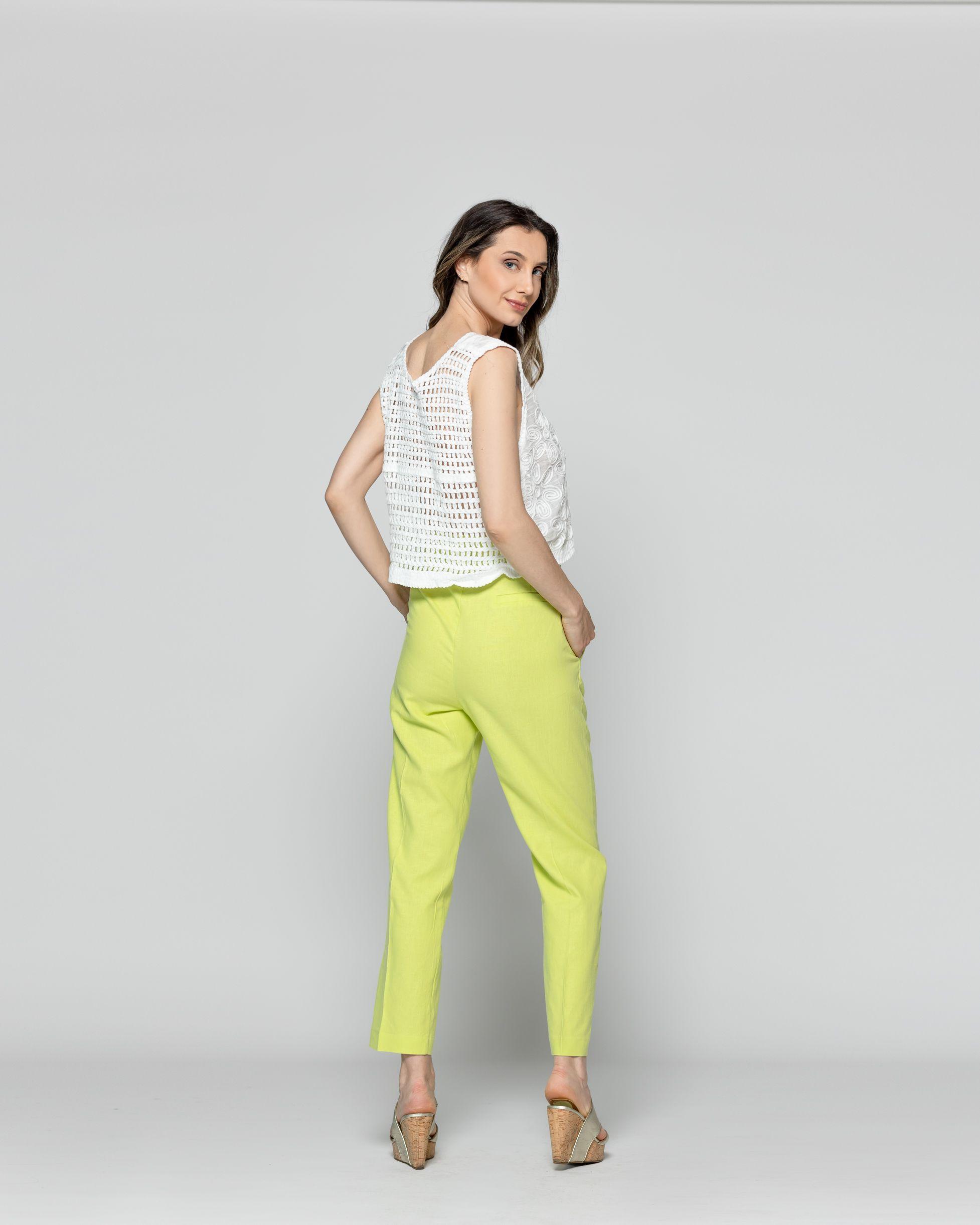 Gillet Mujer Isabella De Algodón Tejida Estilo Crochet Blanca Lineatre-2