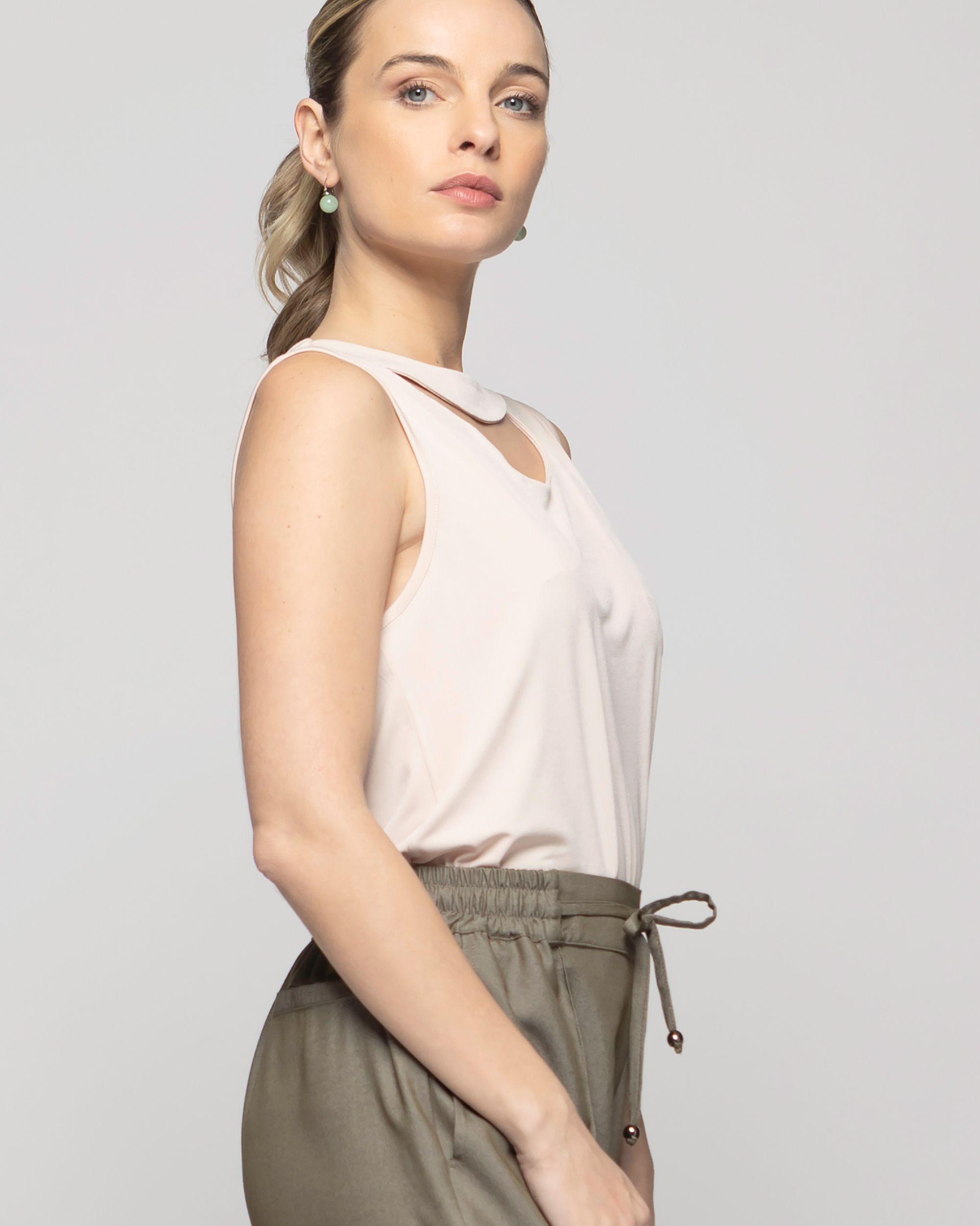 Polera Mujer Narciso Escote Medialuna Sin Mangas Nude Ludovica-9