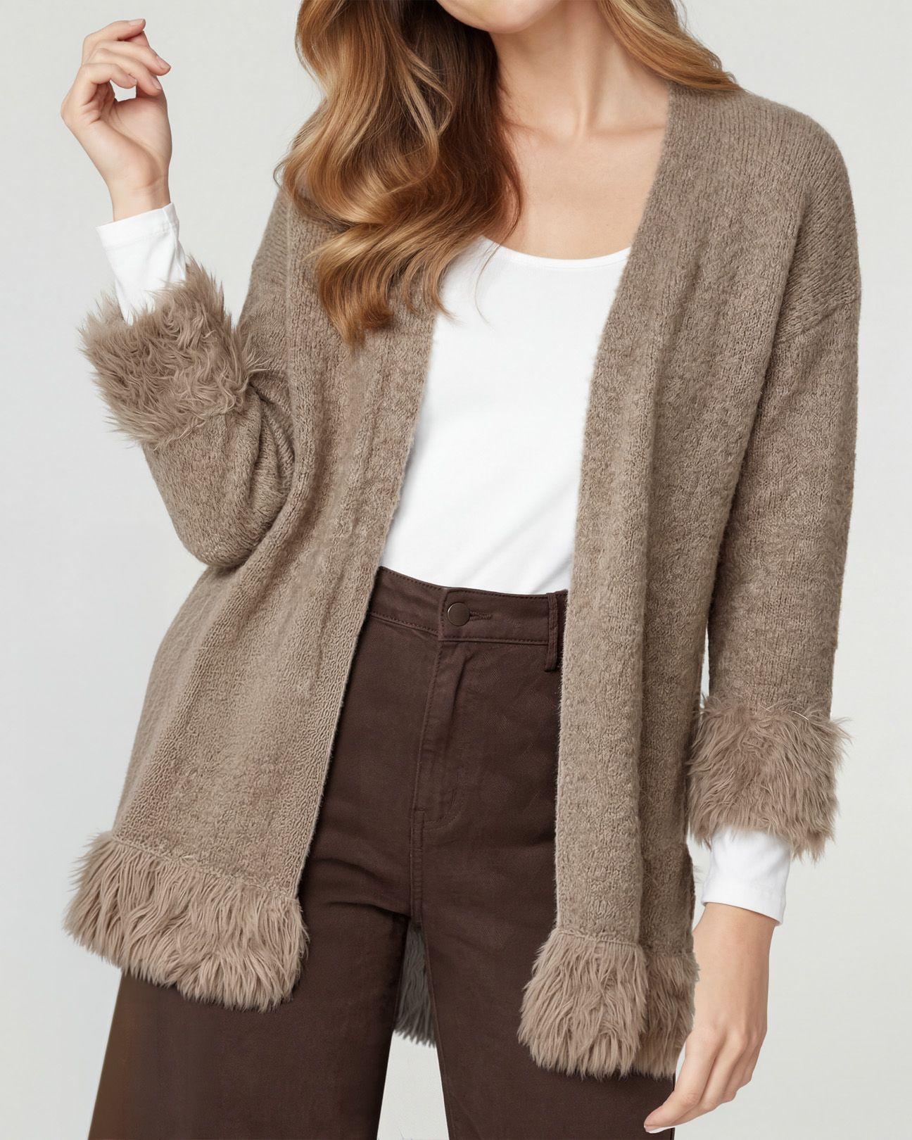 Cardigan Mujer Emma Relaxed Cuello Tipo Kimono Manga Caída Fango Lineatre-2