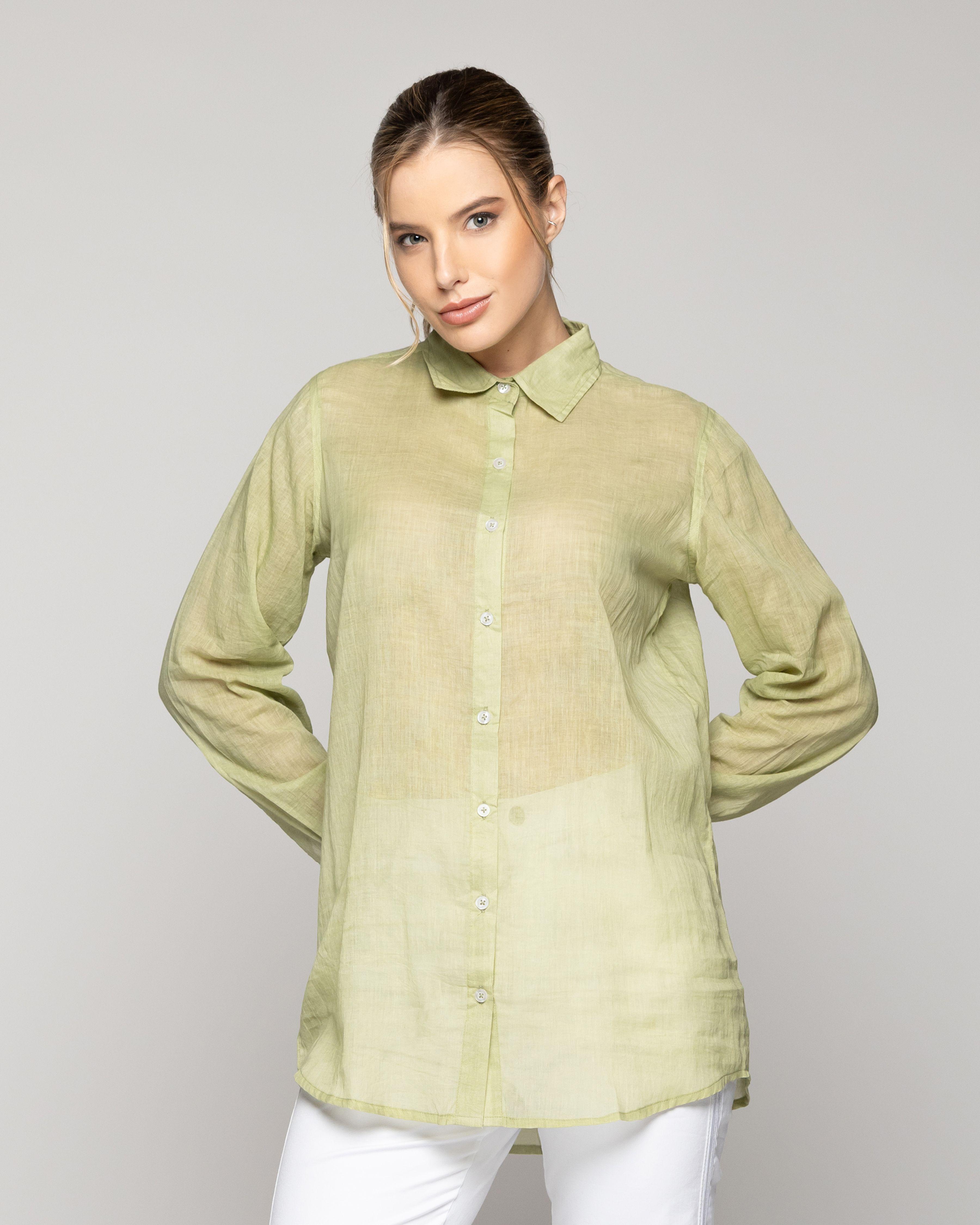 Blusa Mujer Belisa Básica Tela Ligera Verde Pistacho Lineatre-0