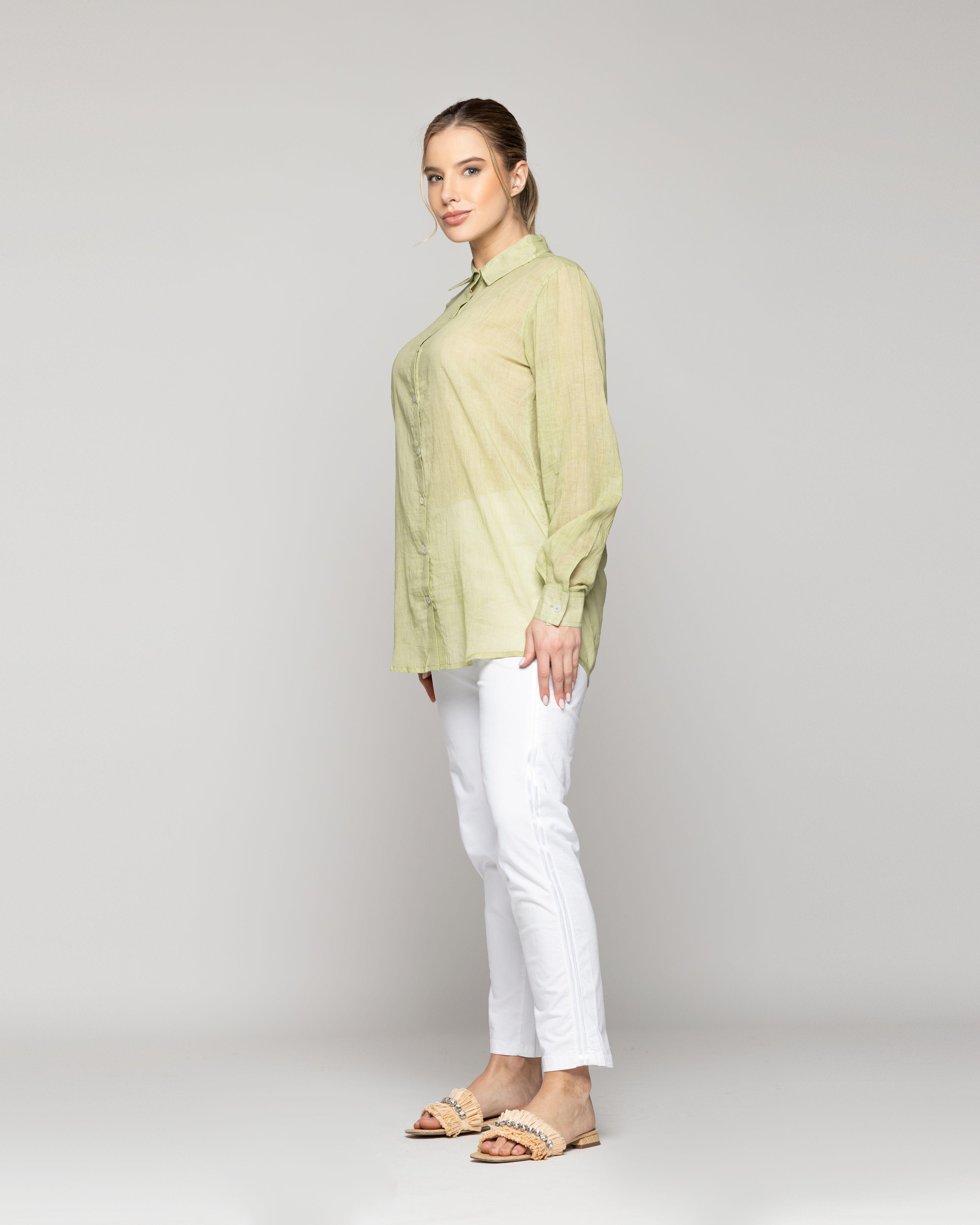 Blusa Mujer Belisa Básica Tela Ligera Verde Pistacho Lineatre-1