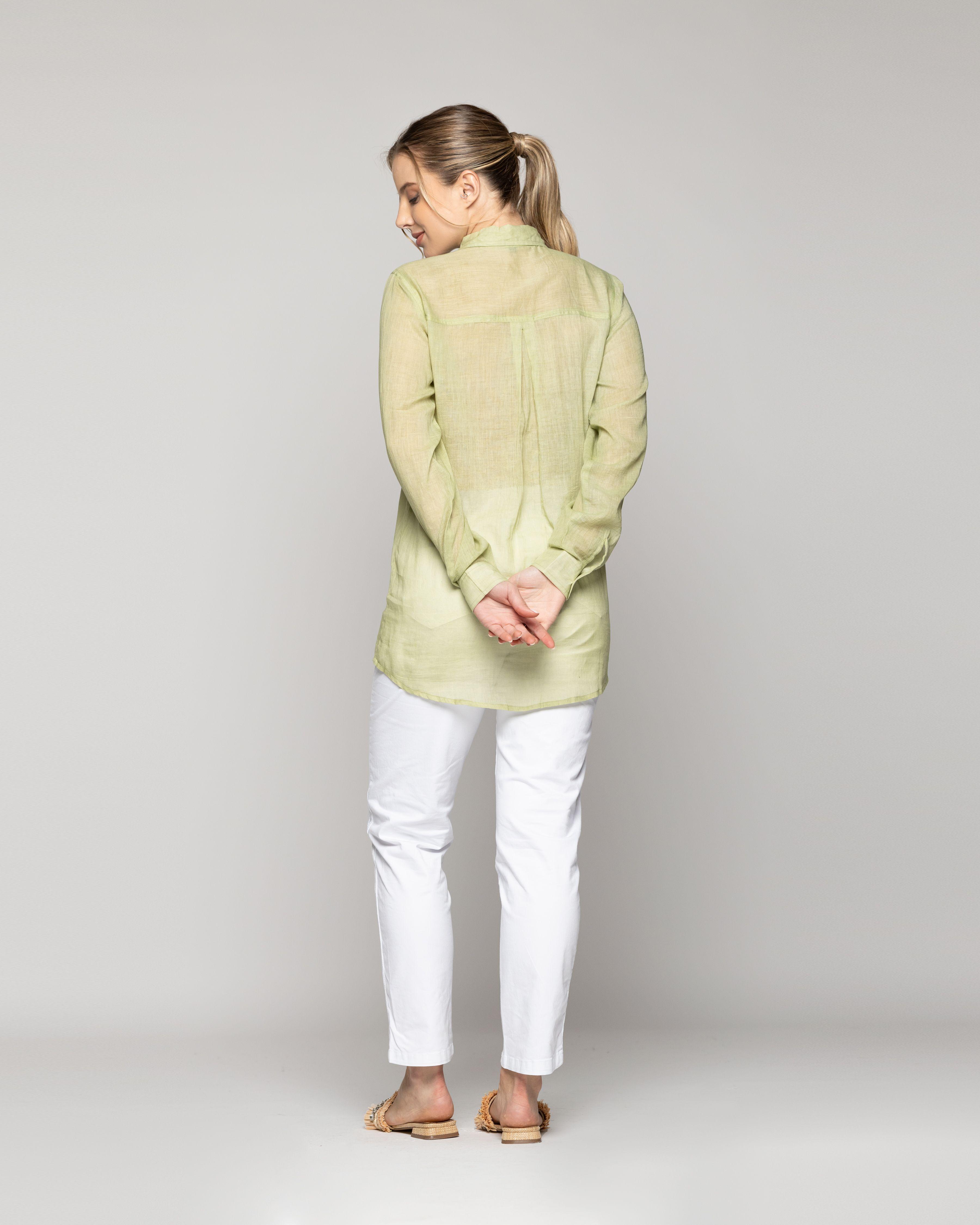 Blusa Mujer Belisa Básica Tela Ligera Verde Pistacho Lineatre-2