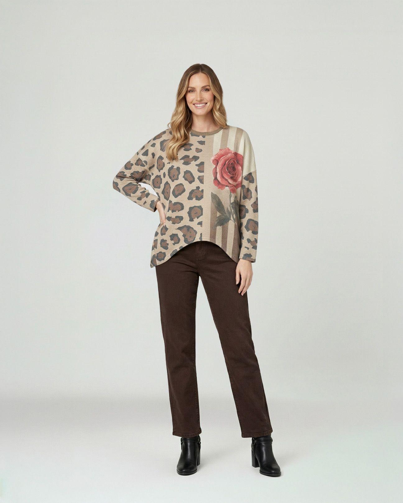 Sweater Mujer Emma Overside Cuello Redondo Manga Caída Print Lineatre-3