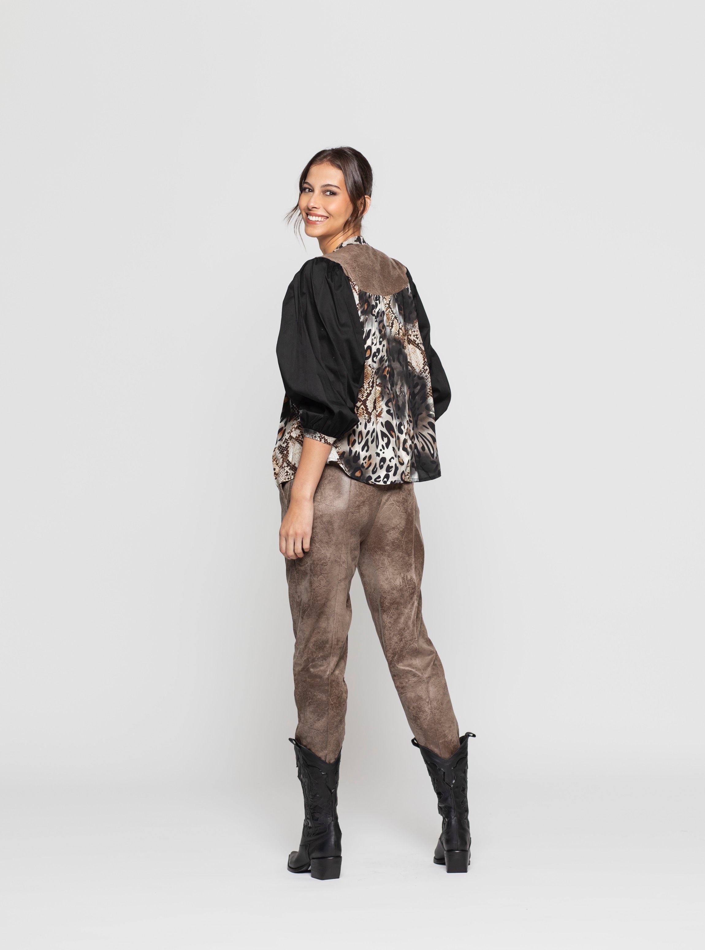 Blusa Mujer Isabel Café Lineatre-1