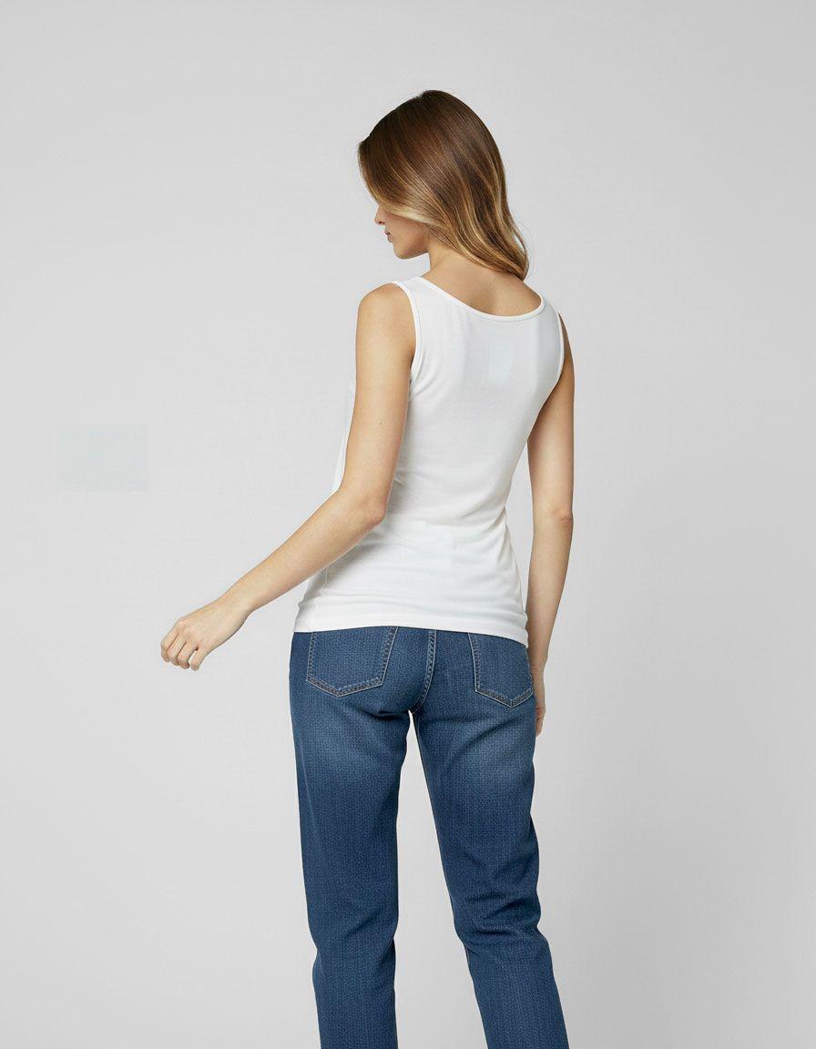 Top Mujer Básico Tiziana Sin Mangas Blanco Lineatre-2