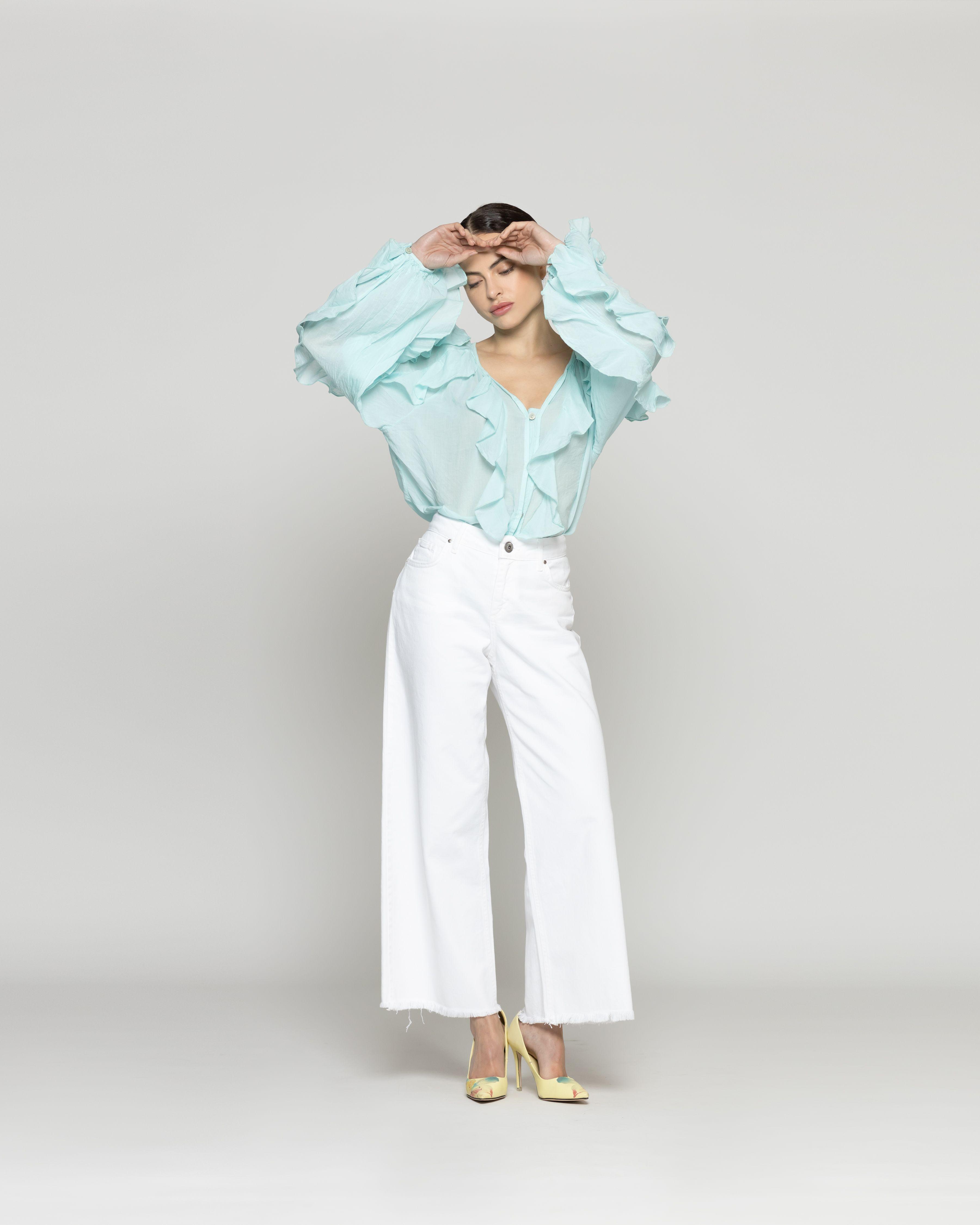 Blusa Mujer Basha Con Volantes Verde Menta Lineatre-4