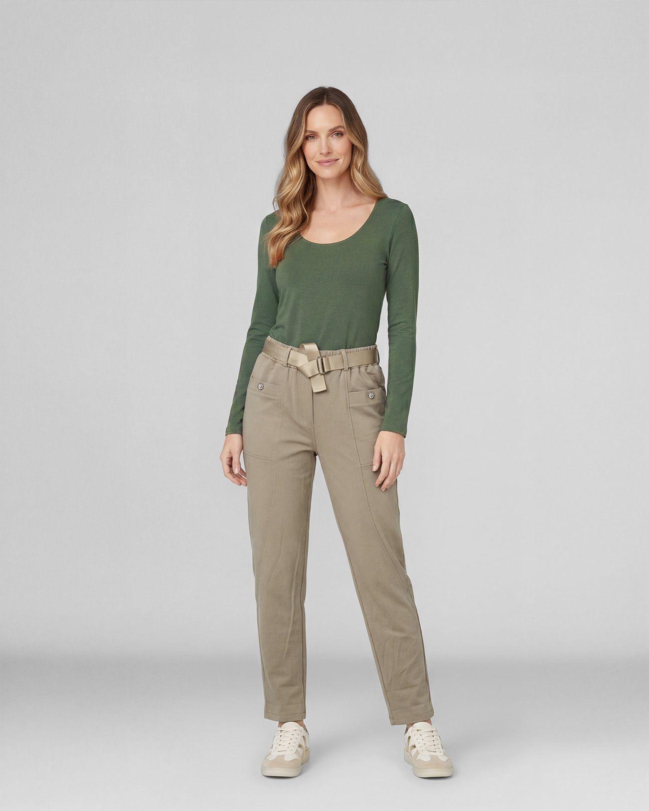 Pantalon Mujer Ada Regular Fango Lineatre-3