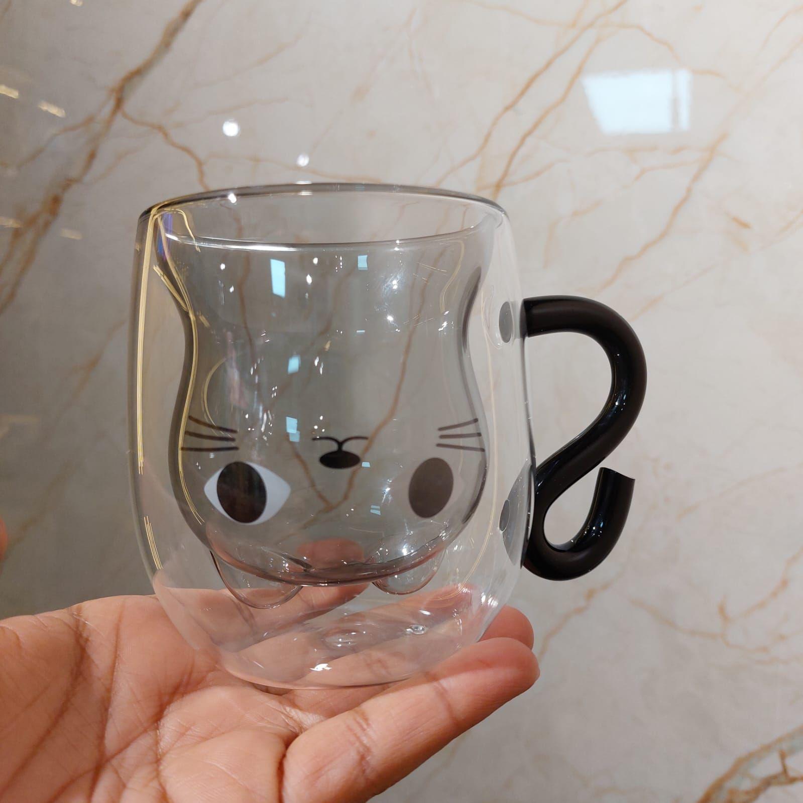 Taza Para Café Té Diseño de Gato Transparente -3