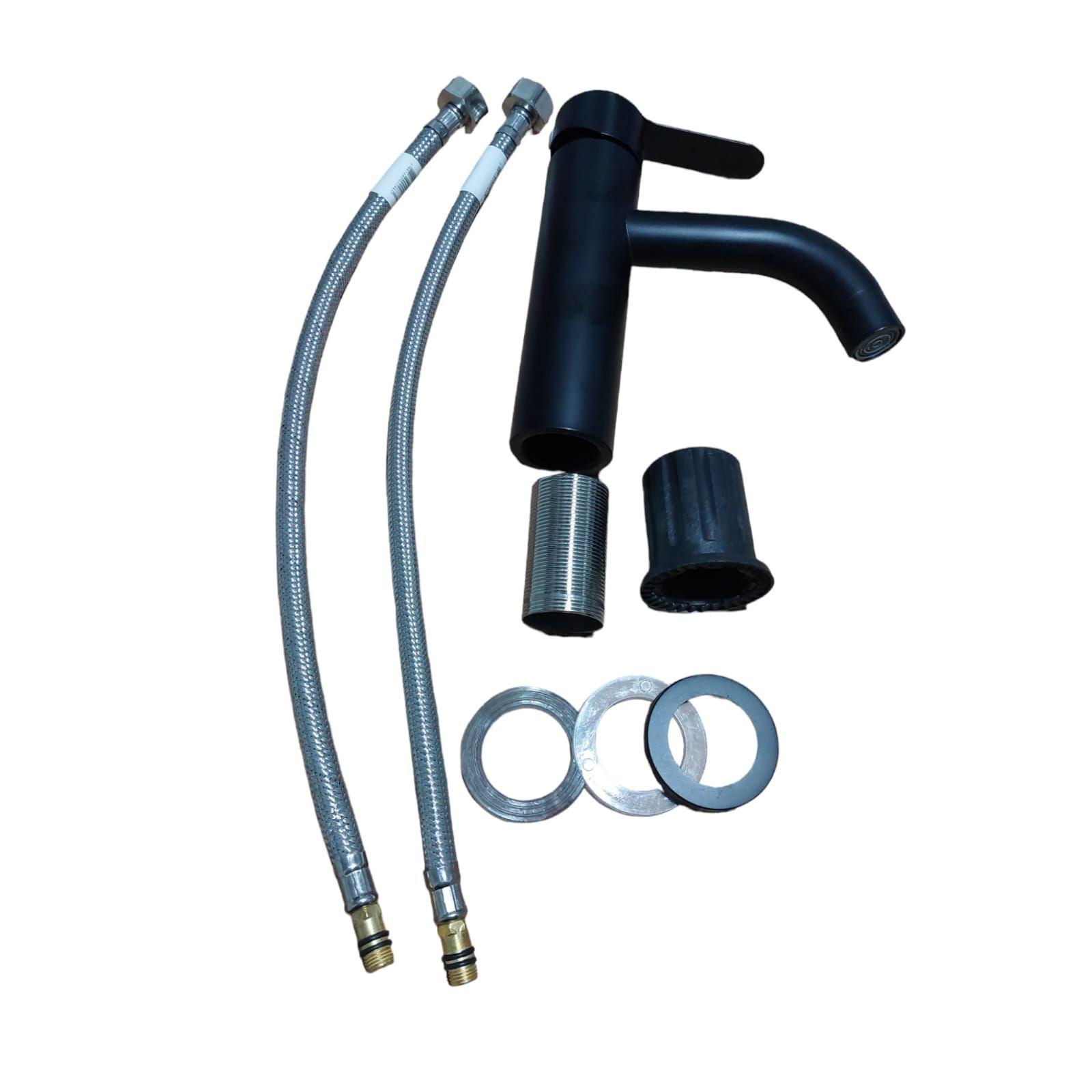 Llave Monomando Para Lavamanos Negro Mate -4