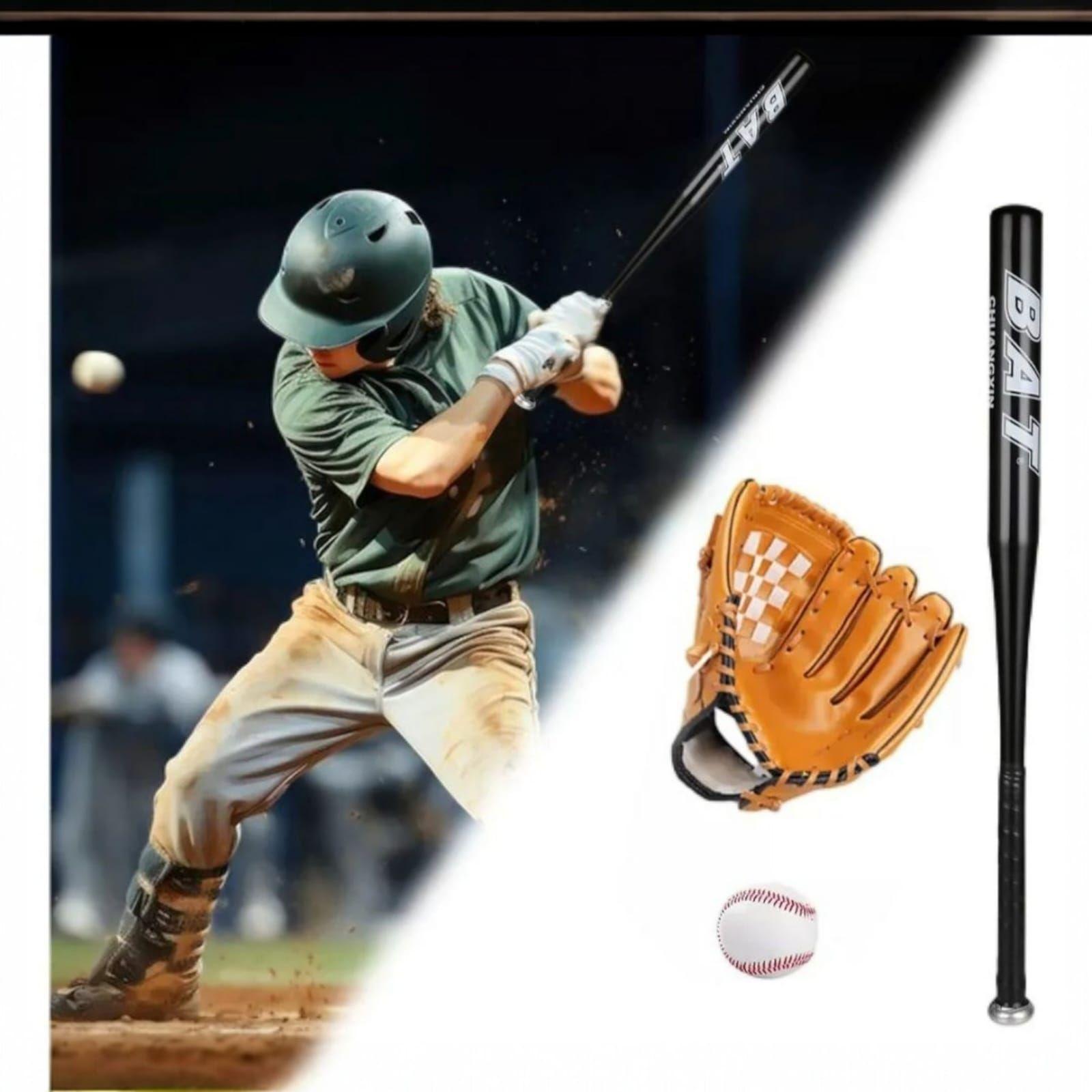 Set De Béisbol Bate De Aluminio C/pelota Y Guante Infantil-4