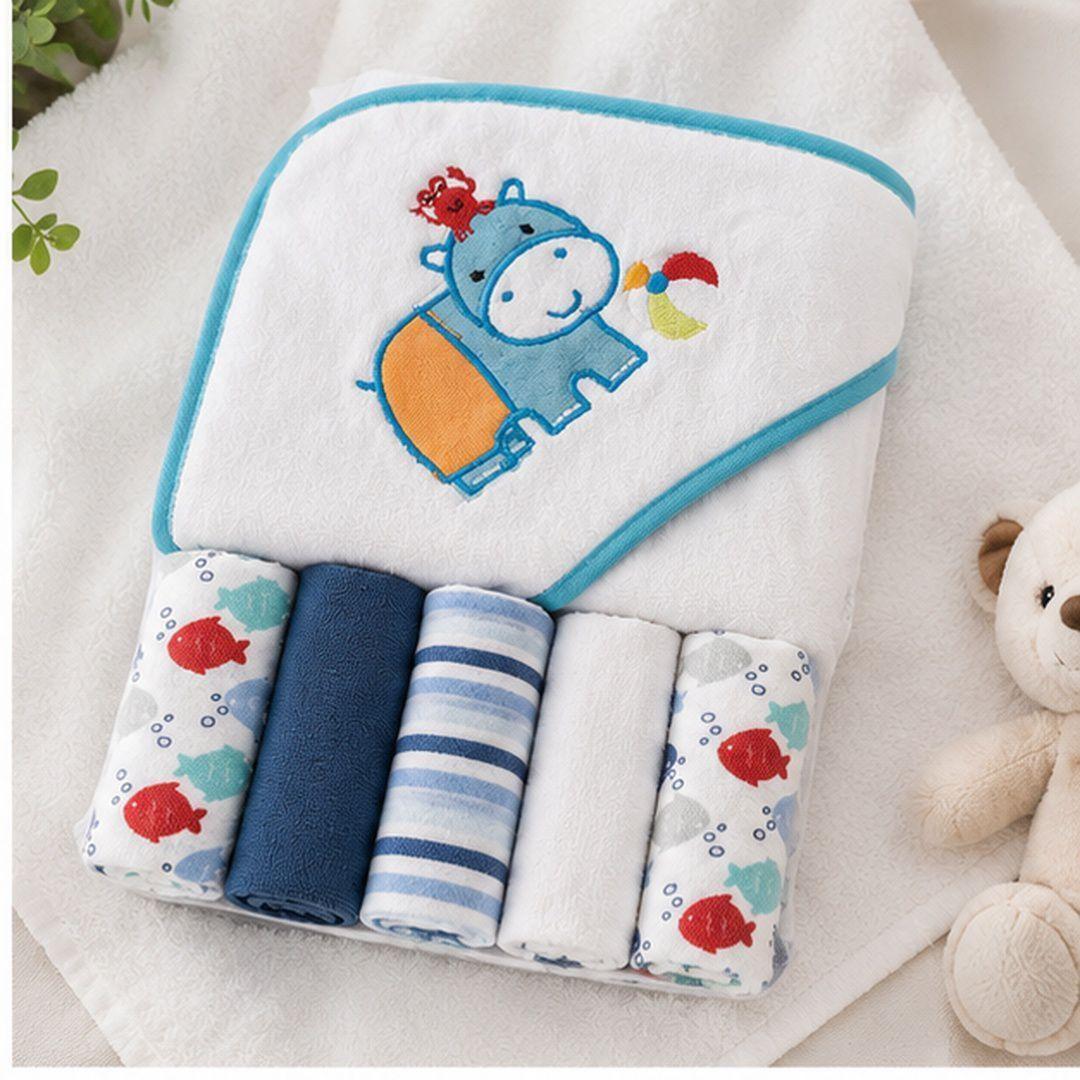Set de Toalla de Ba o 5 toallas de mano Para Bebe Azul Hip-2