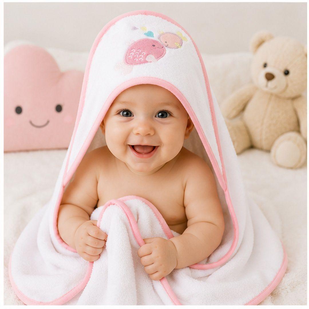 Set de Toalla de Ba o 5 toallas de mano Para Bebe Rosa-4