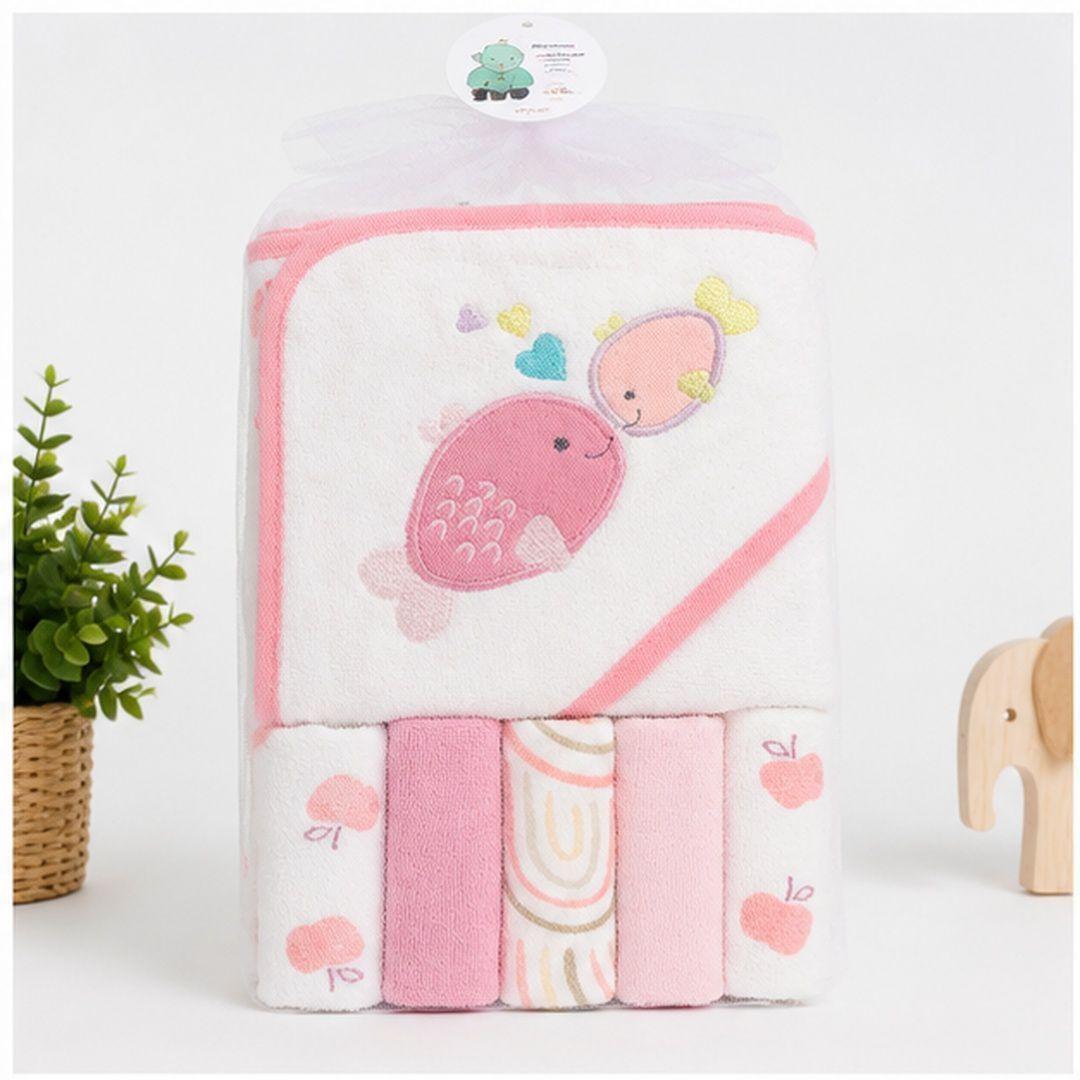 Set de Toalla de Ba o 5 toallas de mano Para Bebe Rosa-6