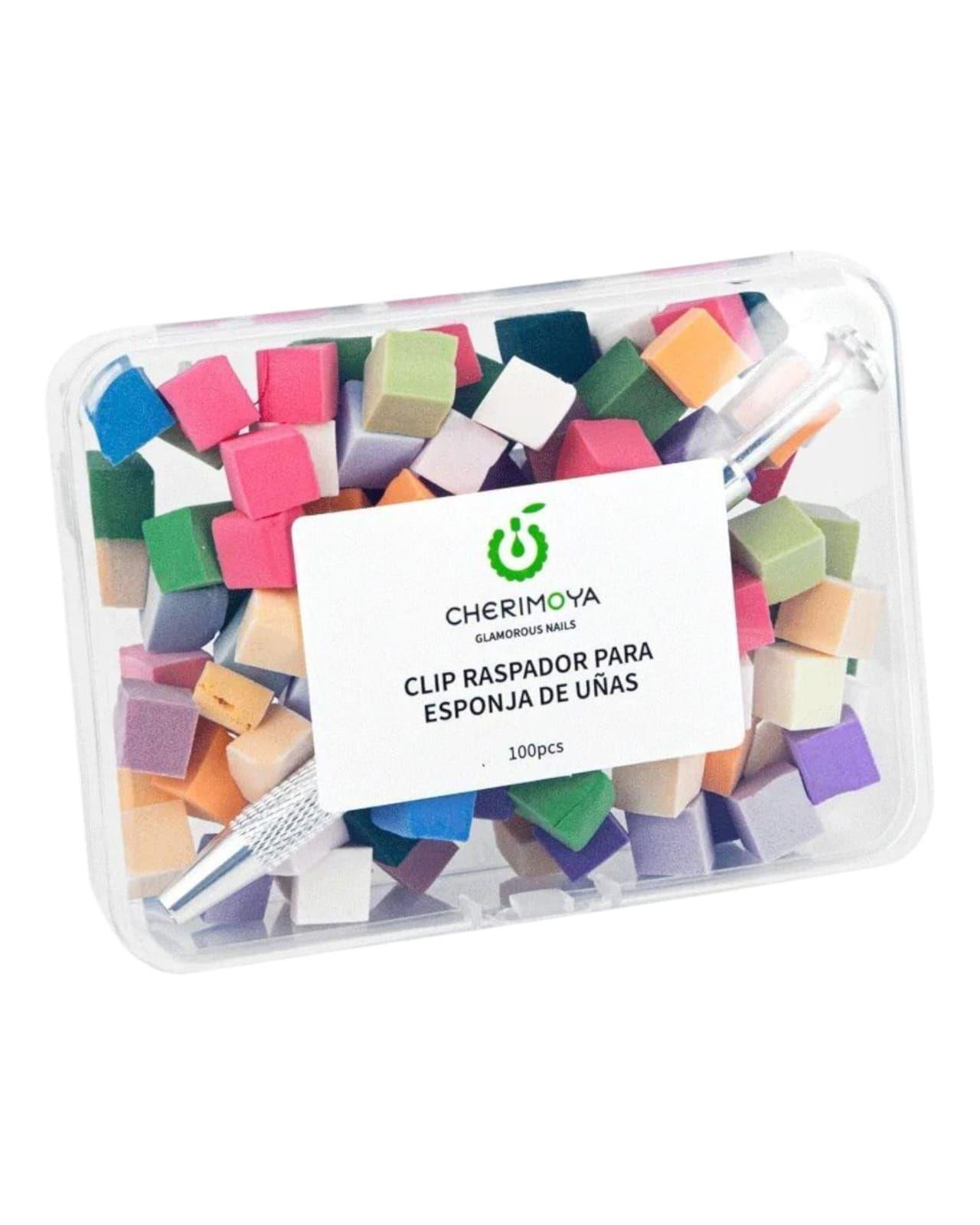 Pinza De Agarre Y 100 Esponjas Blender Manicuria Cherimoya-0