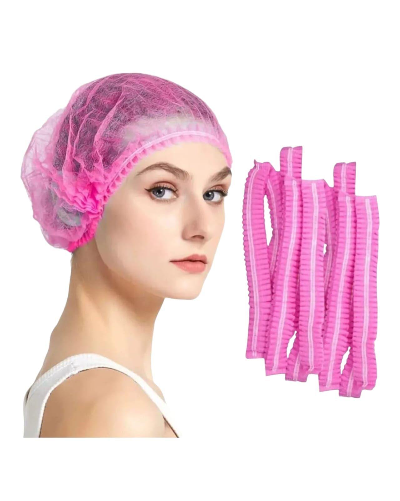 Cofia Gorro Para el Cabello Desechable Rosa 100 Unidades-0