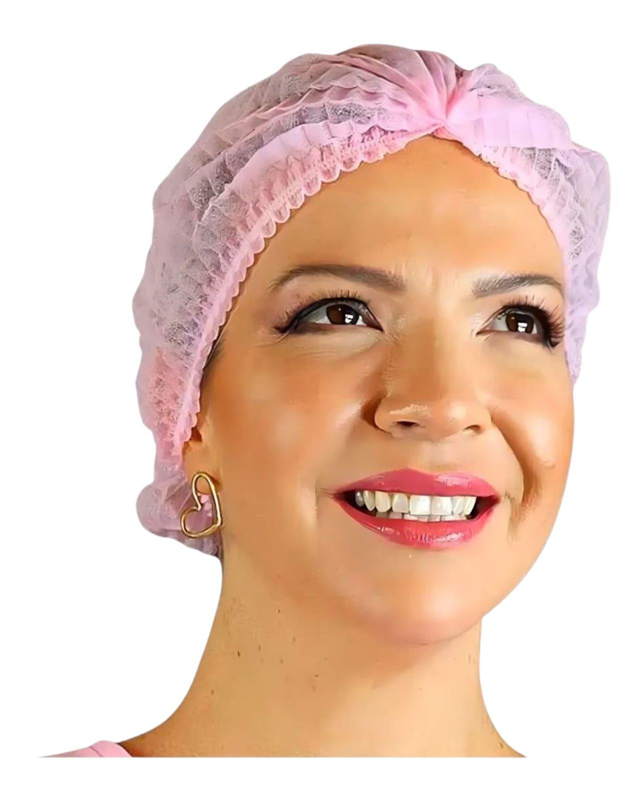 Cofia Gorro Para el Cabello Desechable Rosa 100 Unidades-1