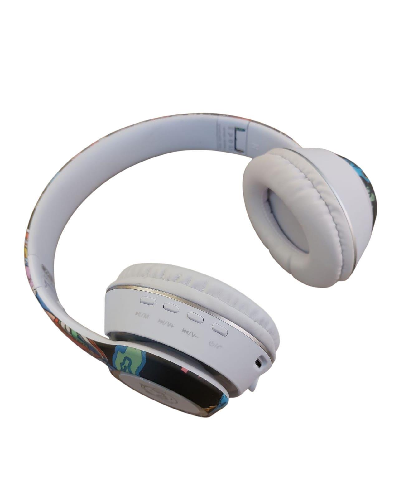 Audifonos Bluetooth Graffiti Con Luz Led Blancos-2