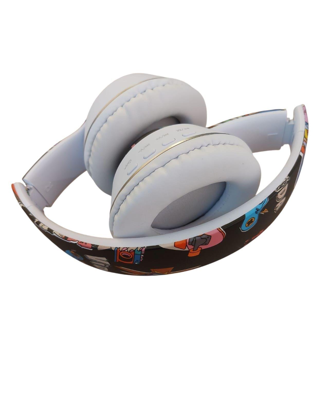 Audifonos Bluetooth Graffiti Con Luz Led Blancos-3