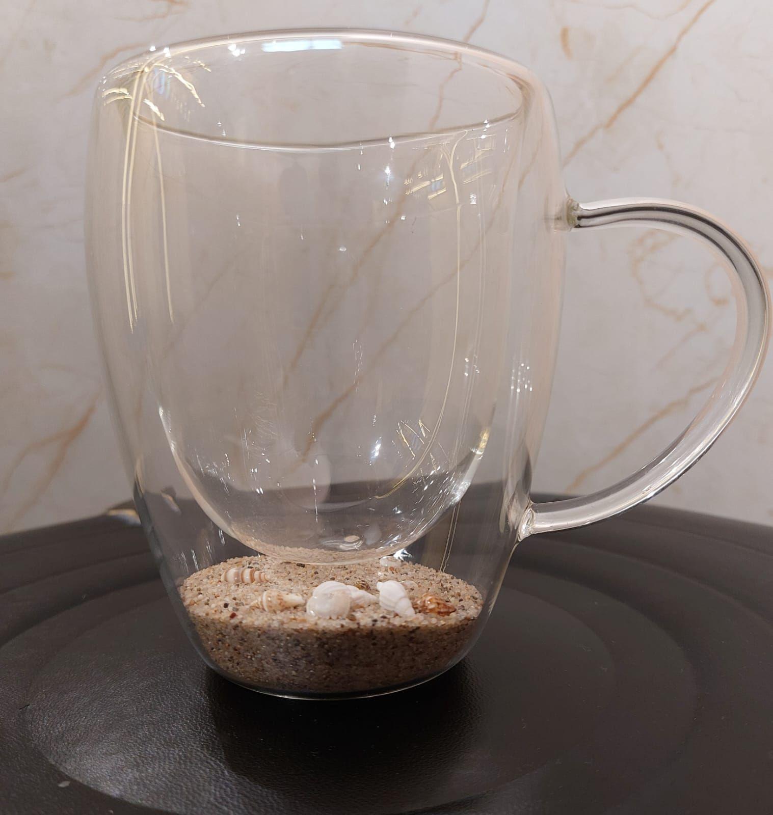 Taza Para Café Té Doble Fondo Diseño Arena del Mar-3