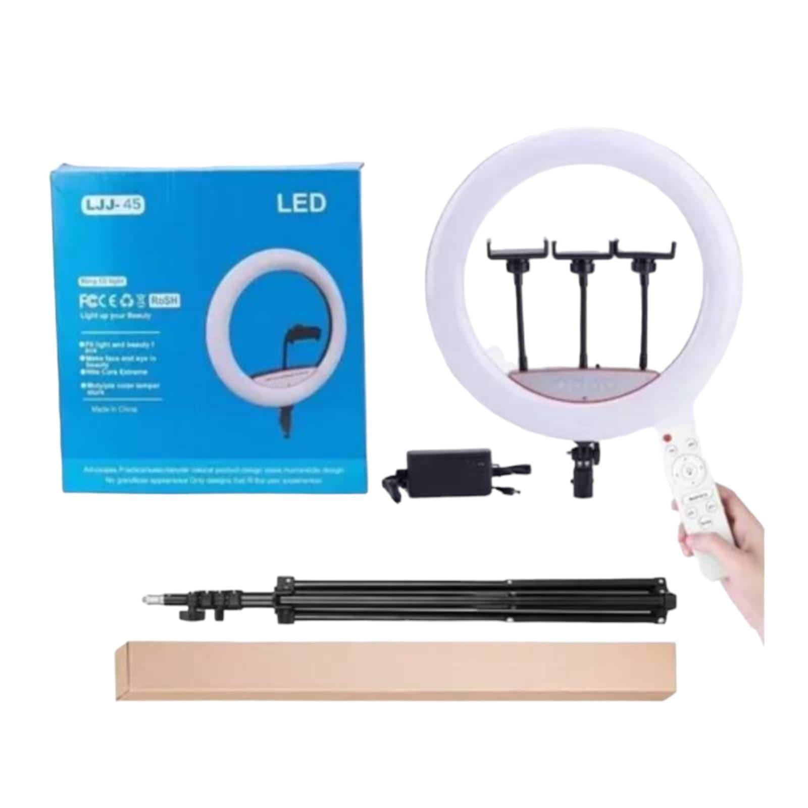 Aro De Luz Profesional De 45 Cm + Tripode 2.1 Metros Estructura Negro Luz Blanco Frío-2
