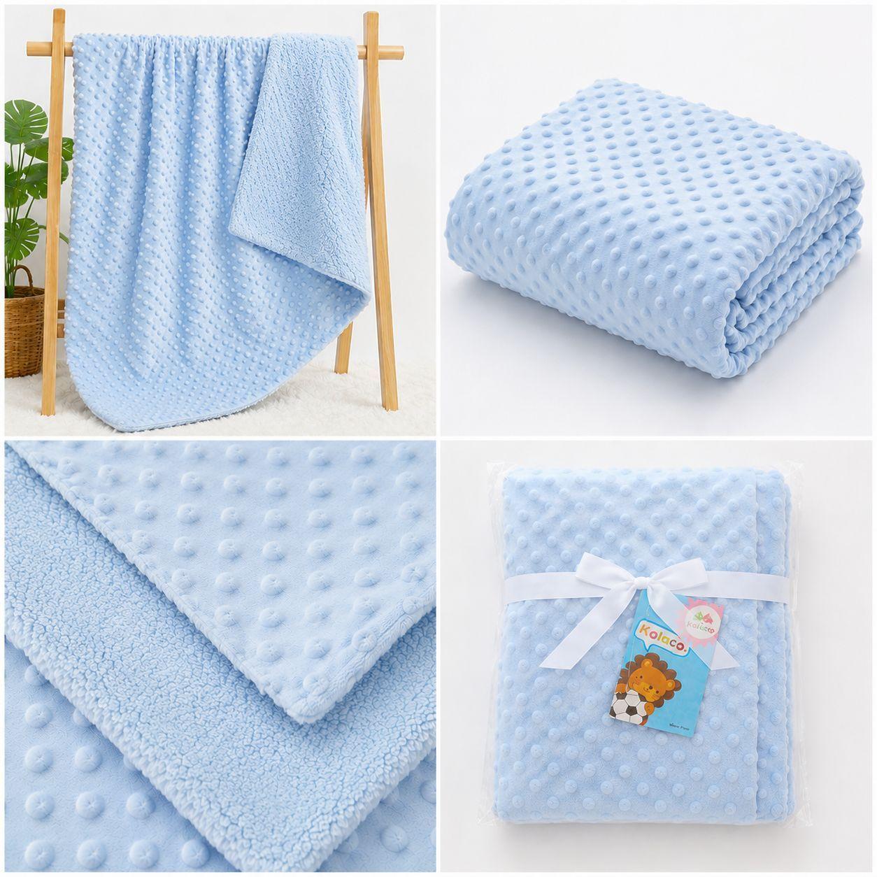 Manta Frazada Para Bebe 70x100cm Celeste-3