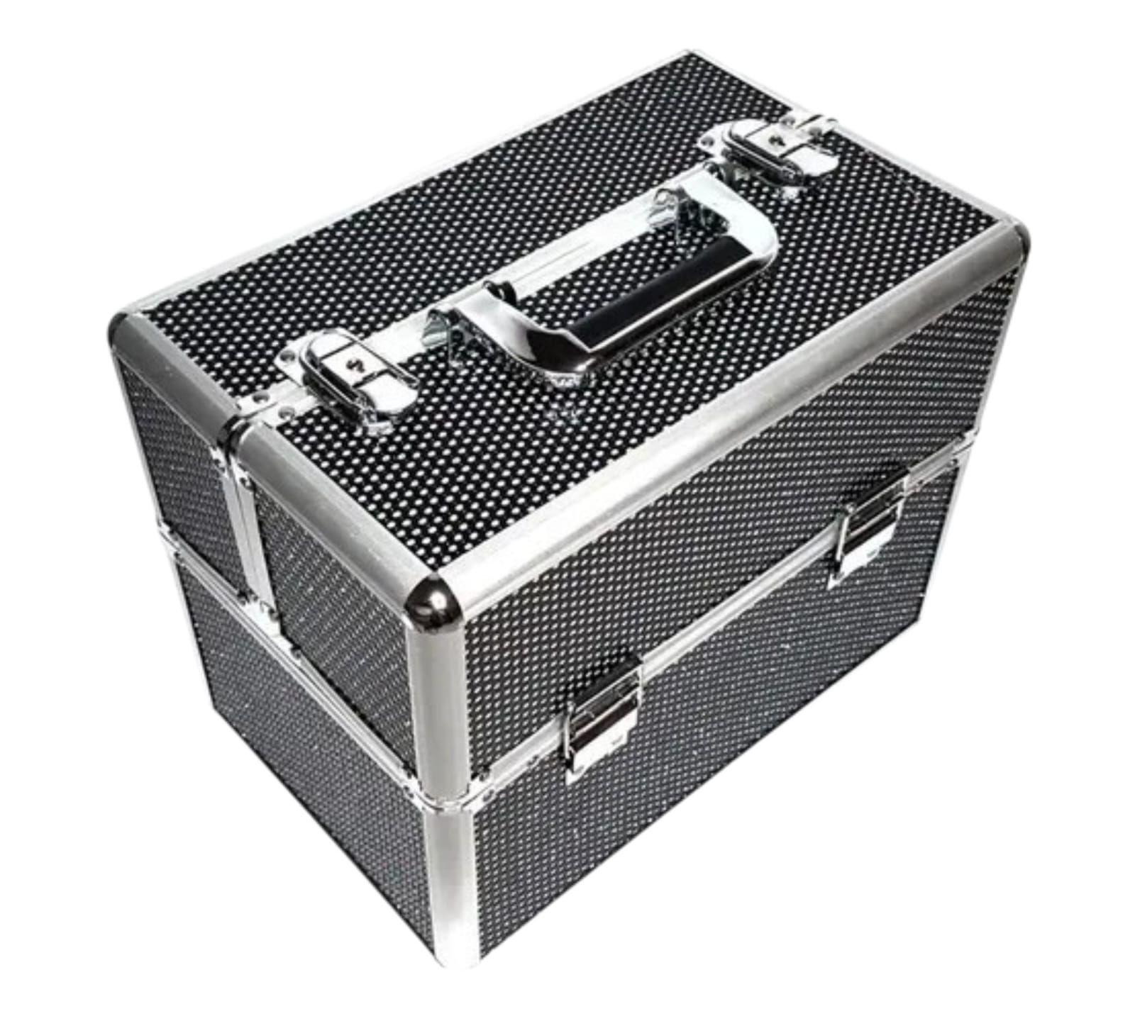 Maleta Organizador de Maquillaje Modelo Exclusivo Negro Con Brillos-2