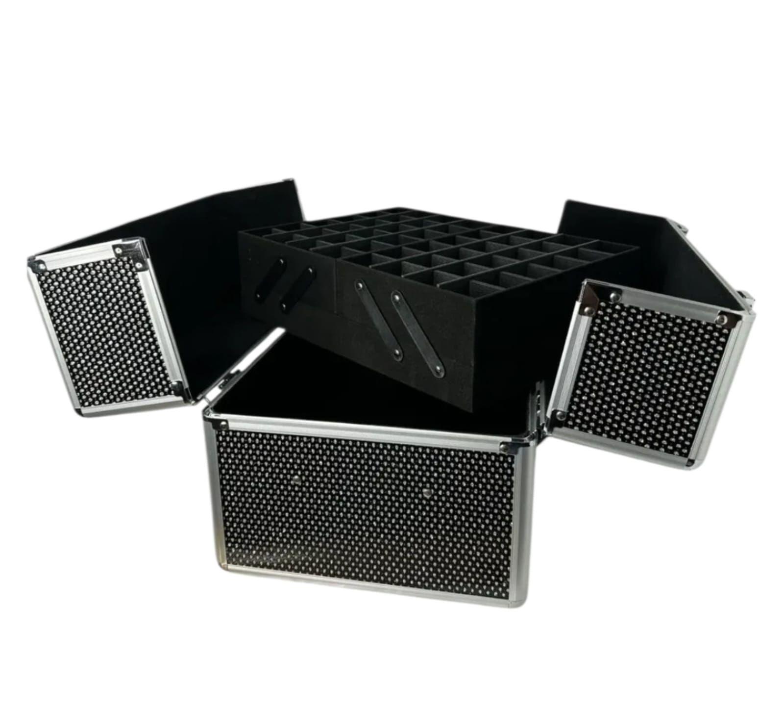 Maleta Organizador de Maquillaje Modelo Exclusivo Negro Con Brillos-3
