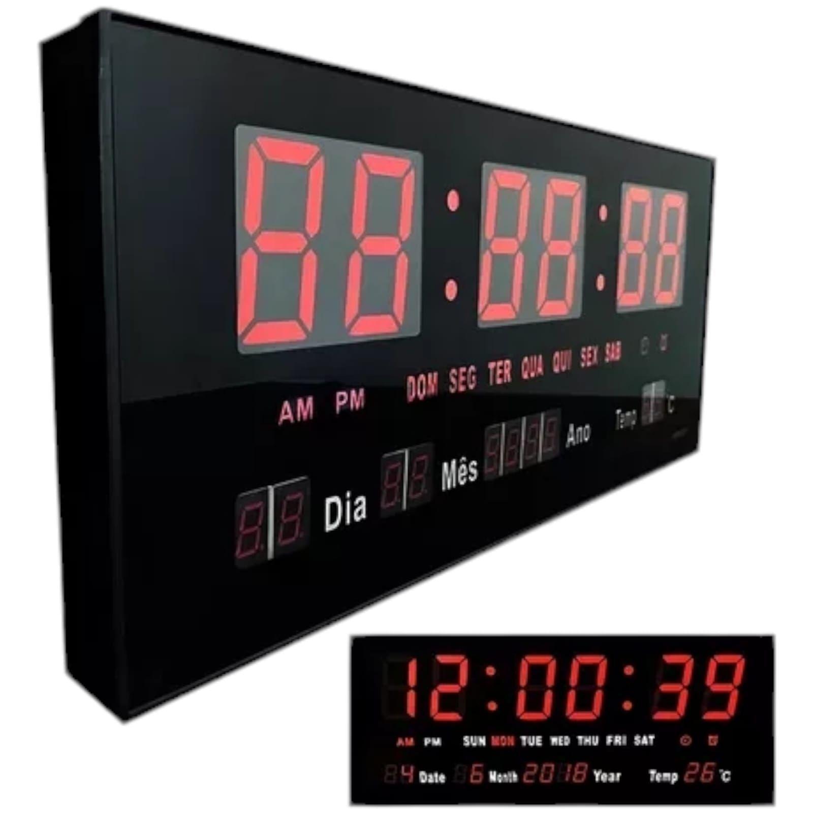 Reloj Digital De Pared Con Pantalla Led Modelo 3615 Estructura Negro-2