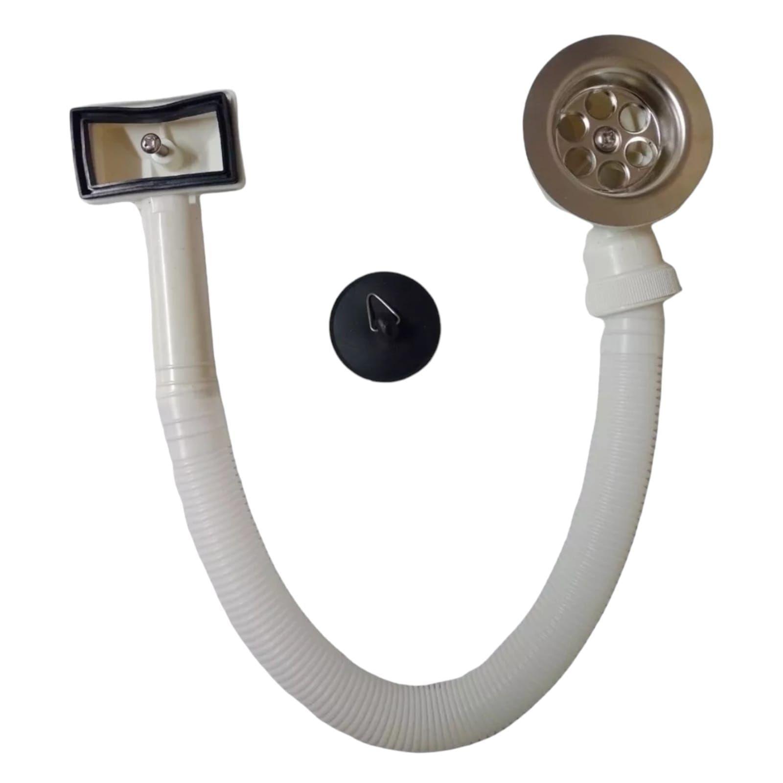 Desagüe Plastico Lavaplatos 1 1/2 Con Tubo Rebalse Color Blanco-2