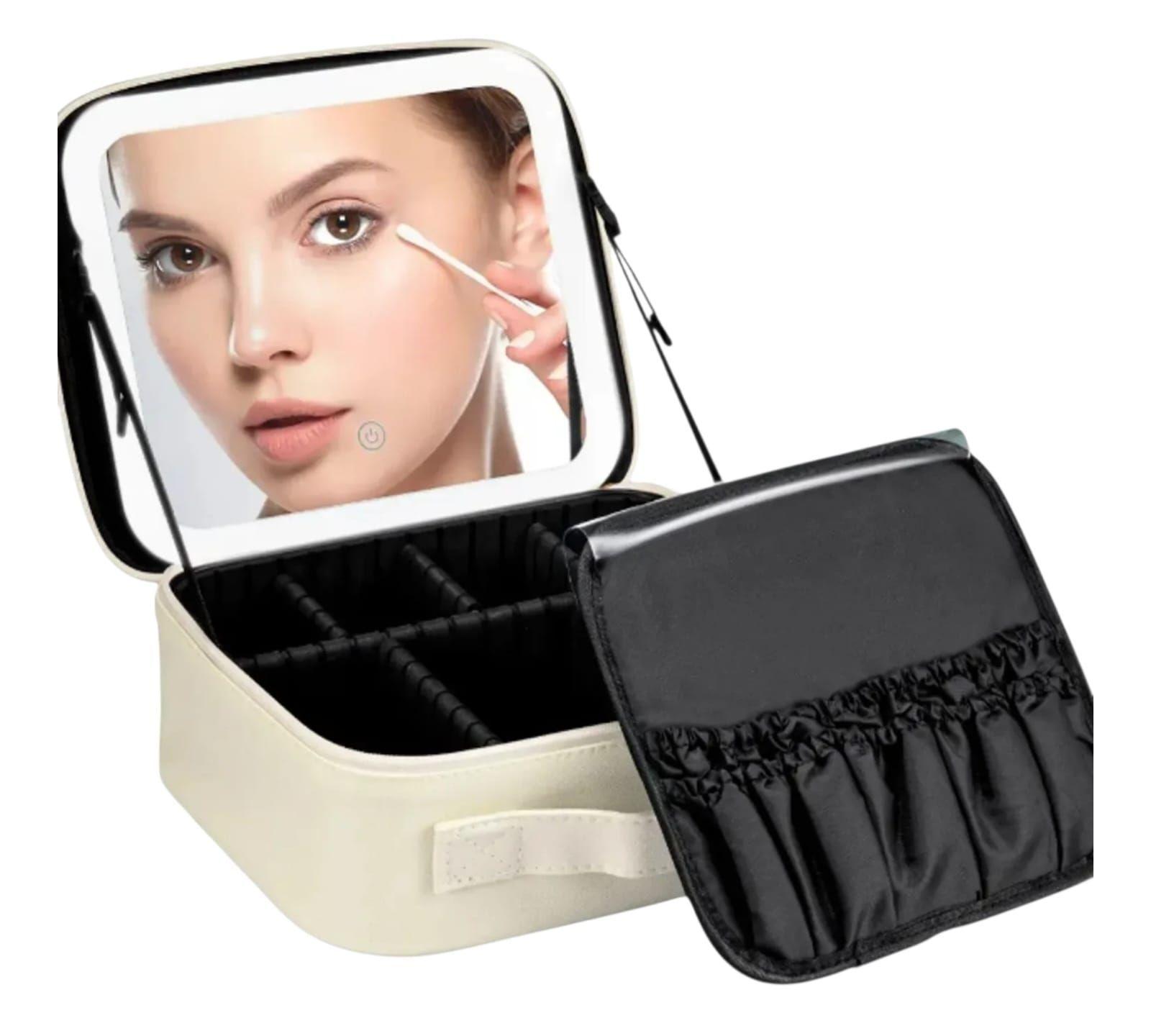 Maleta Organizador de Maquillaje de Mano Luz Led Blanco-2