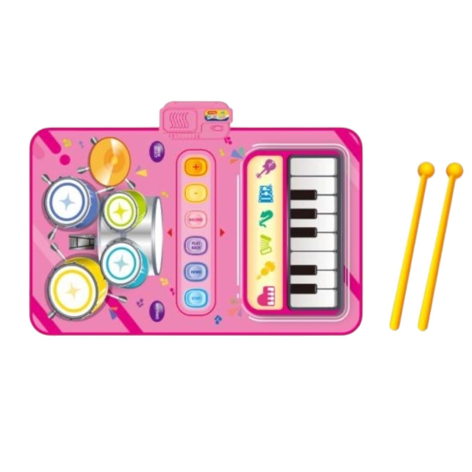 Alfombra De Batería De Piano Musical 2 En 1 Para Niña ROSA-2