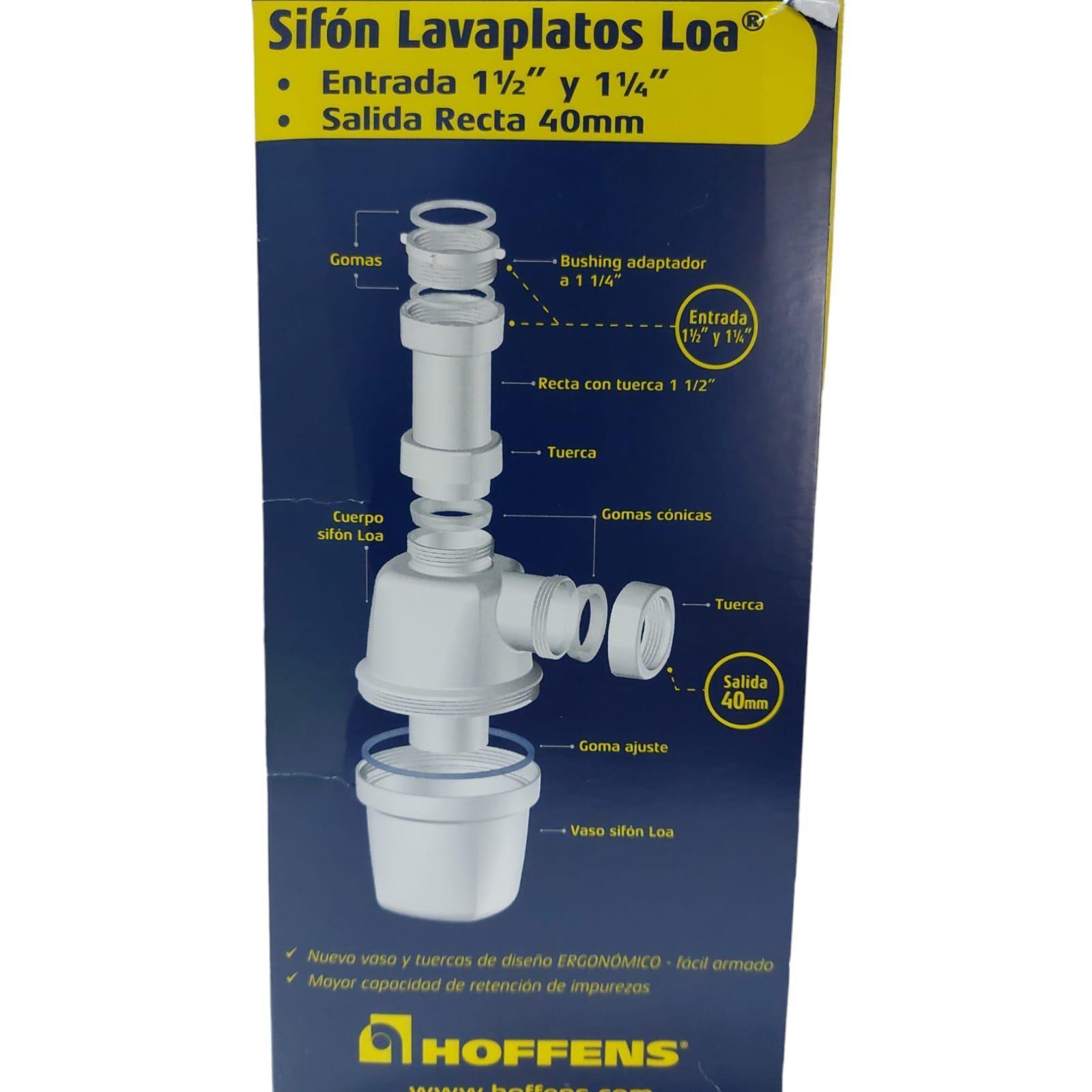 Sifón Lavaplatos Loa Salida Recta Entrada 1 1/2 Y 1 1/4-3