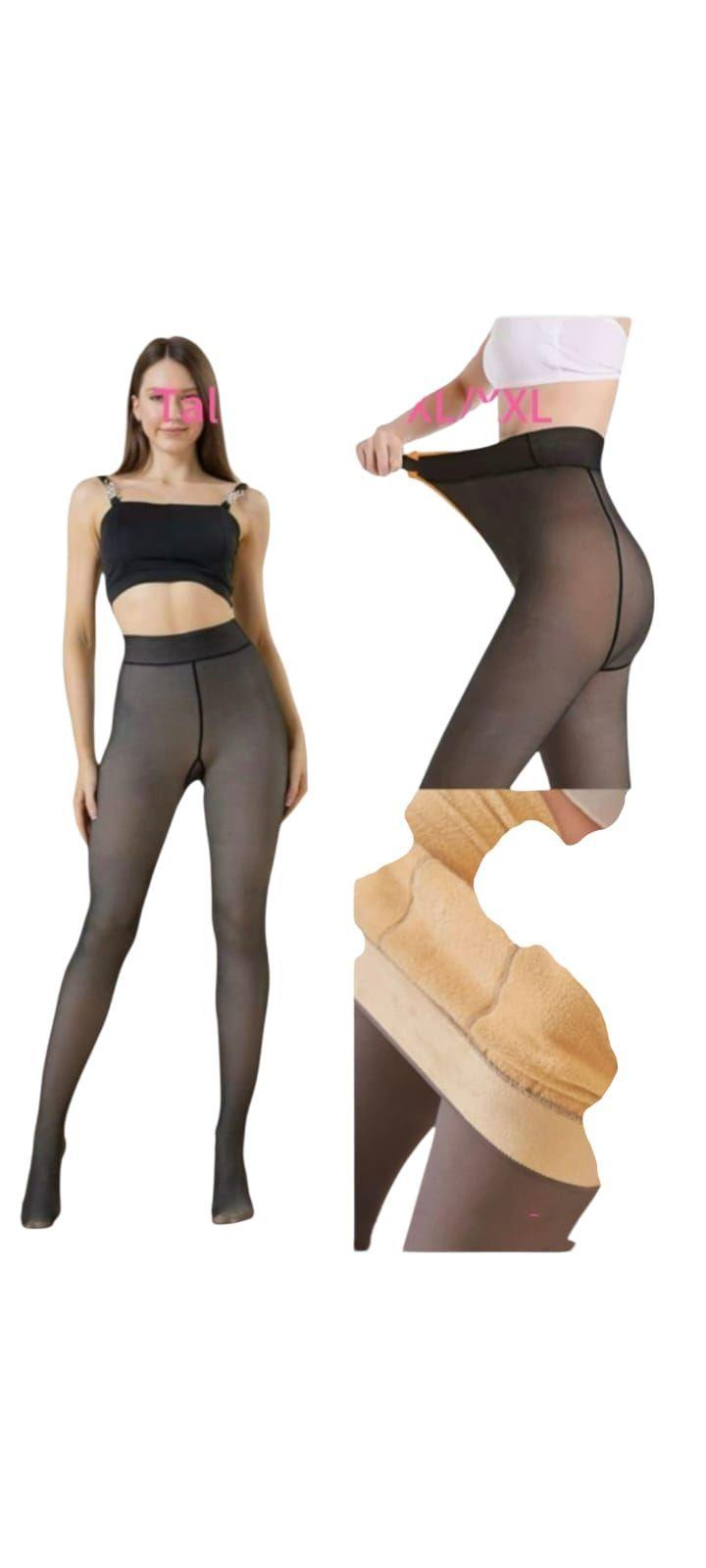 Calza Con Forro Polar Para Mujer, Efecto Piel-1