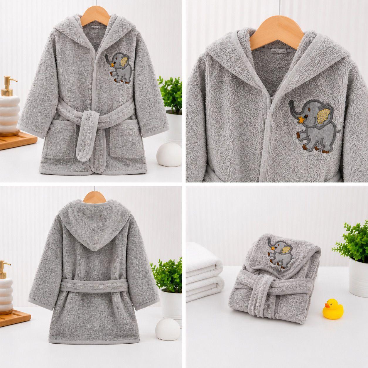 Toalla Bata De Bebe Salida De Ba o Gris-2