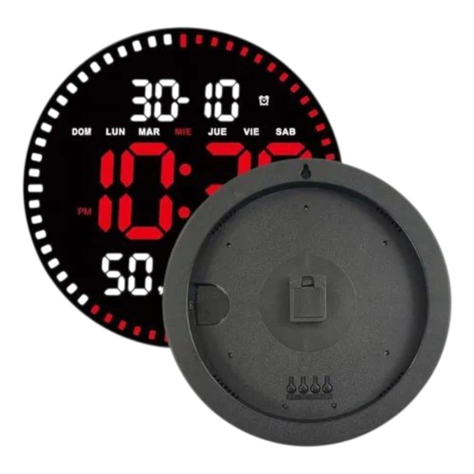 Reloj Digital de Pared Redondo Control Remoto 25x25cm-2