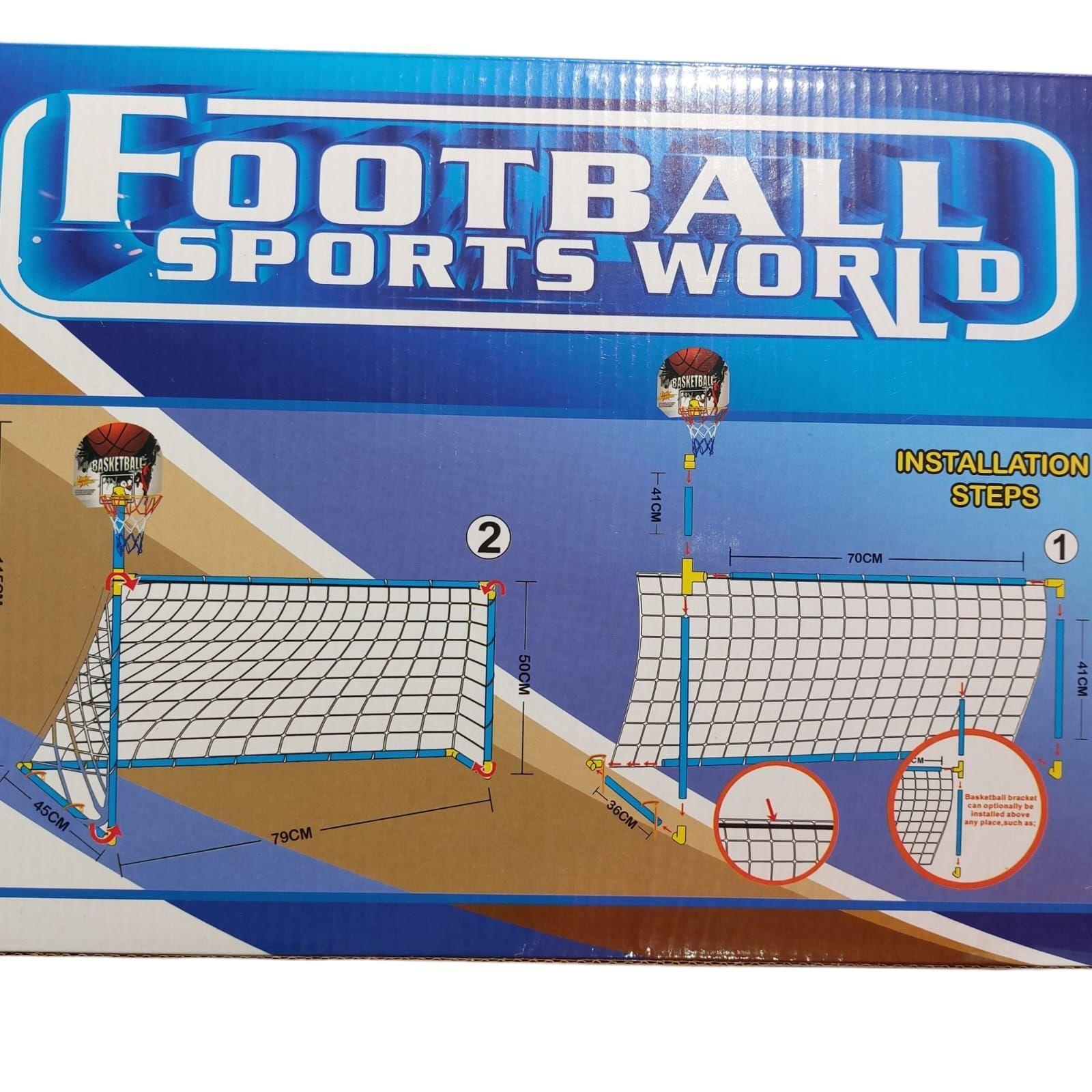 Cancha De Fútbol Portería Para Niños 2en1 Aro De Basketball-2