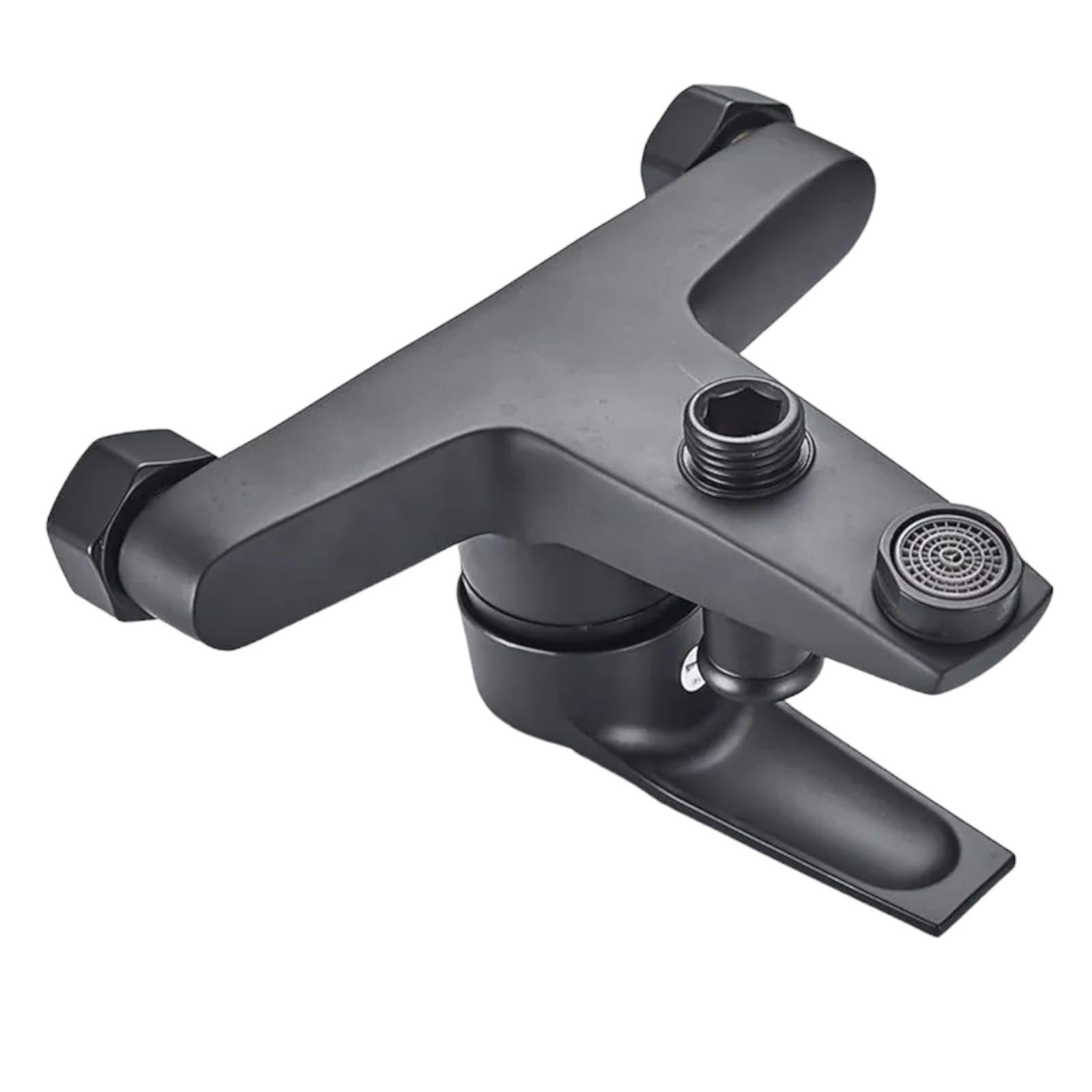 Llave Monomando Grifo Para Tina Ducha Negro Cuadrado-2