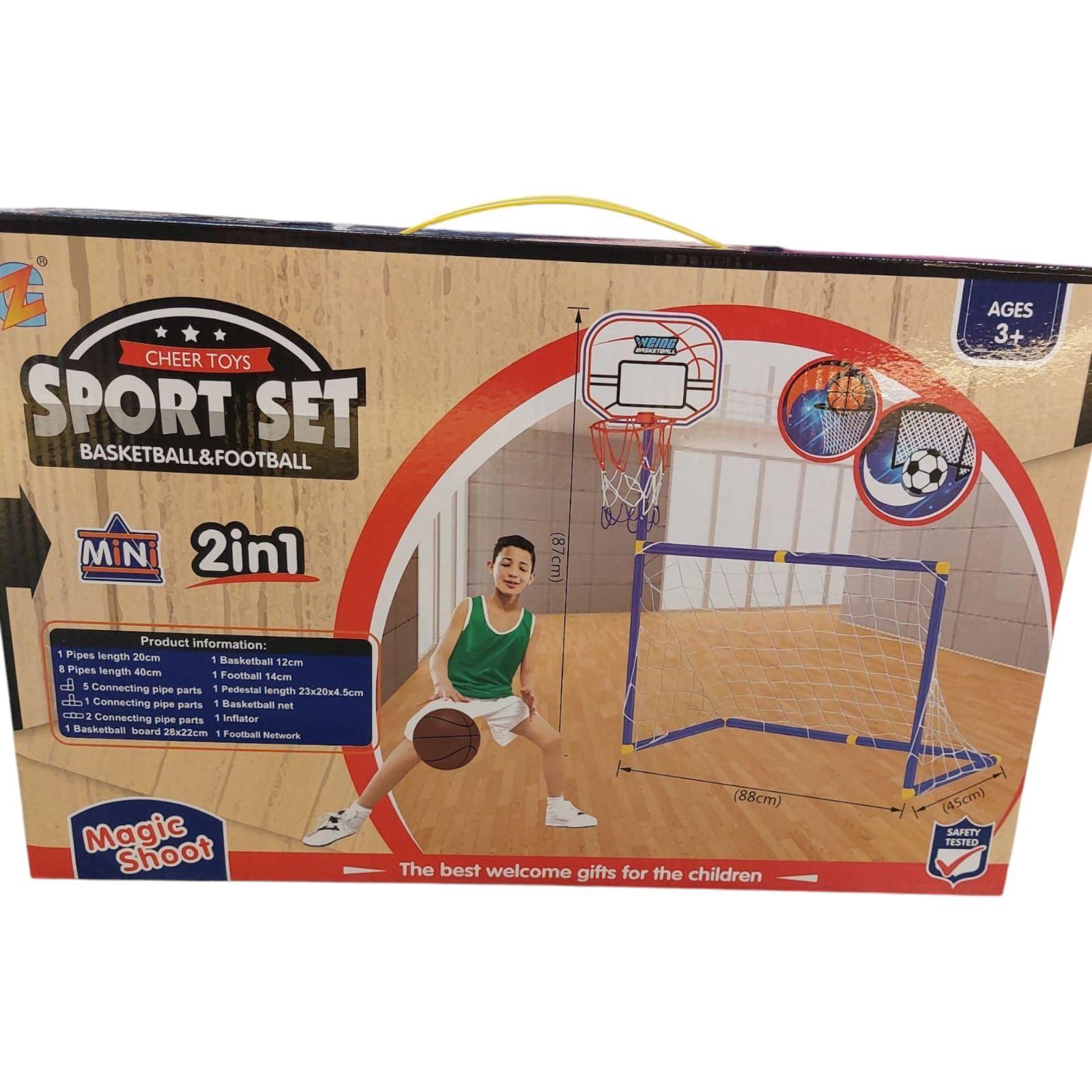 Portería De Futbol 2 En 1 Canasta De Basquetbol Juego-3