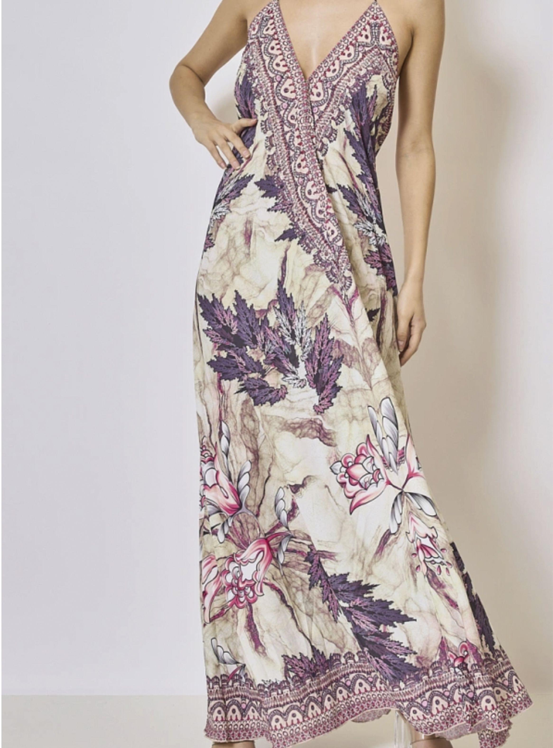 Vestido Largo Fluido Estampado con Strass by Brasil soo Glam-3