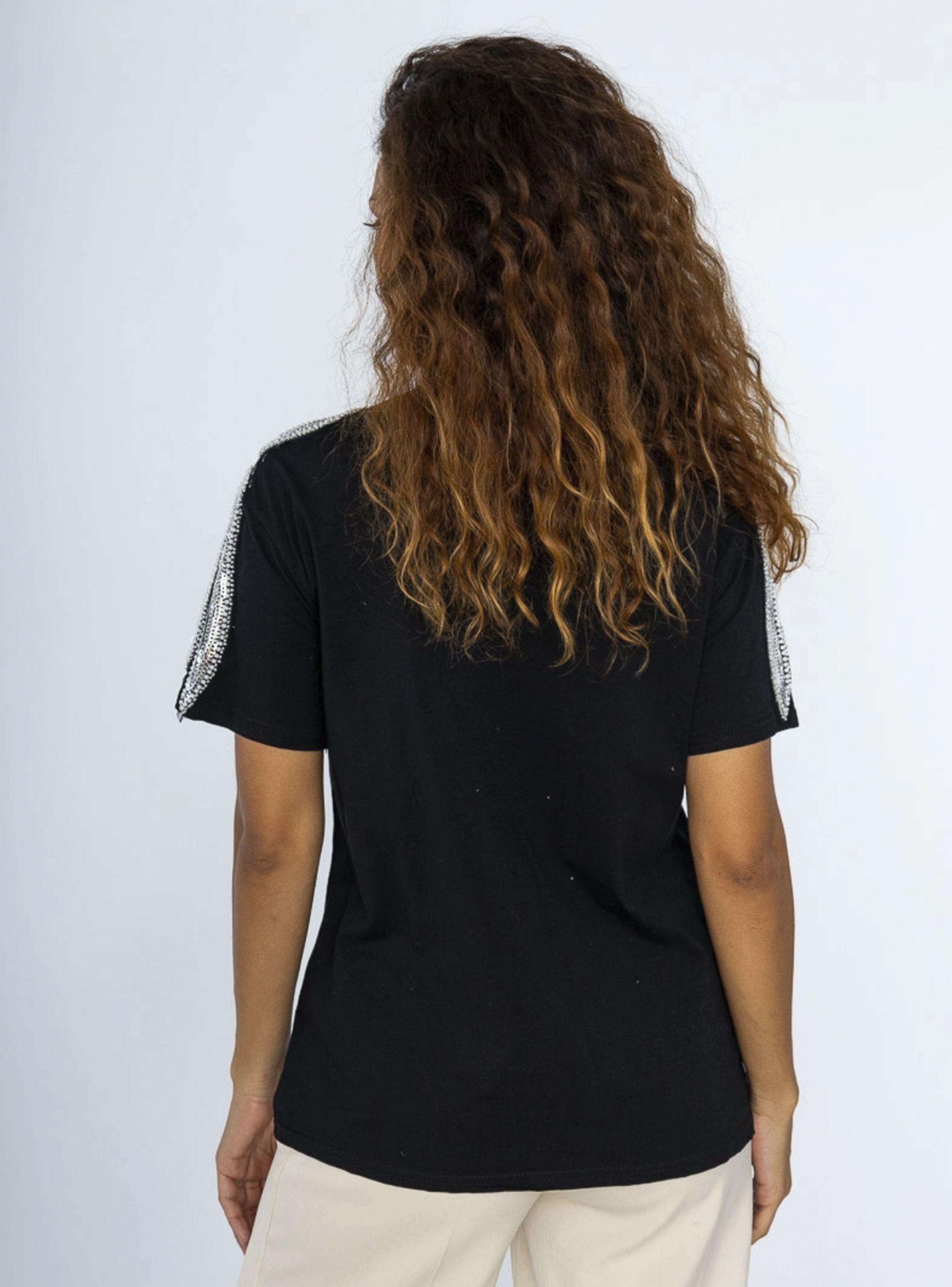 Polera Negra Elegante con Mostacilla en los hombros Brasil soo glam-4