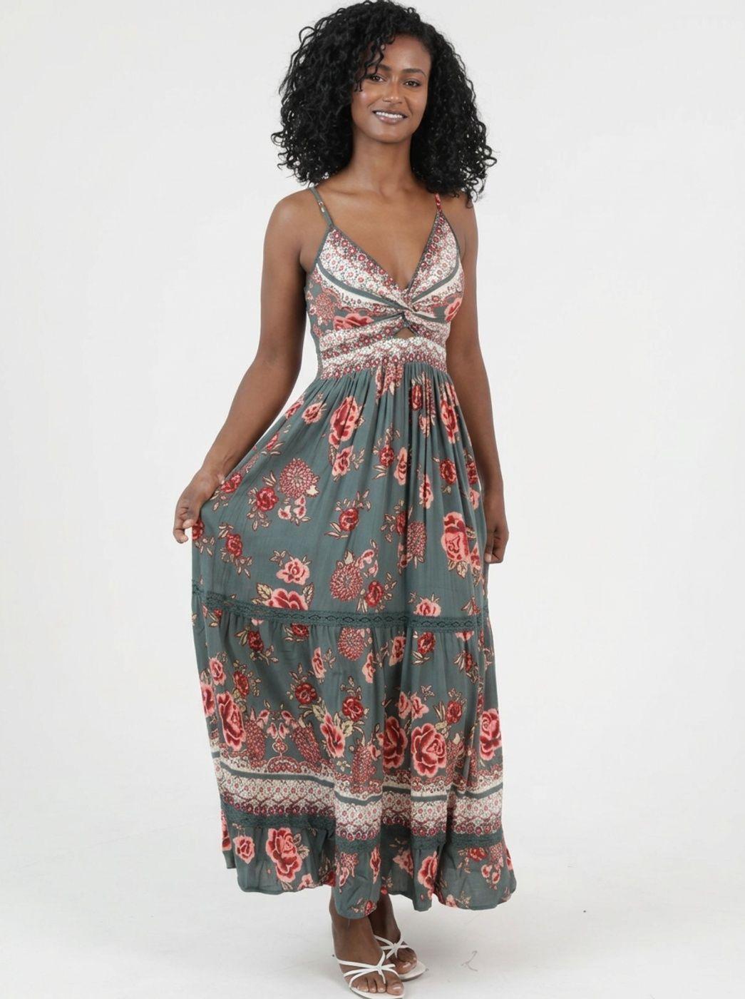 Maxi Vestido Estampado Verde colores by Brasil soo Glam-1