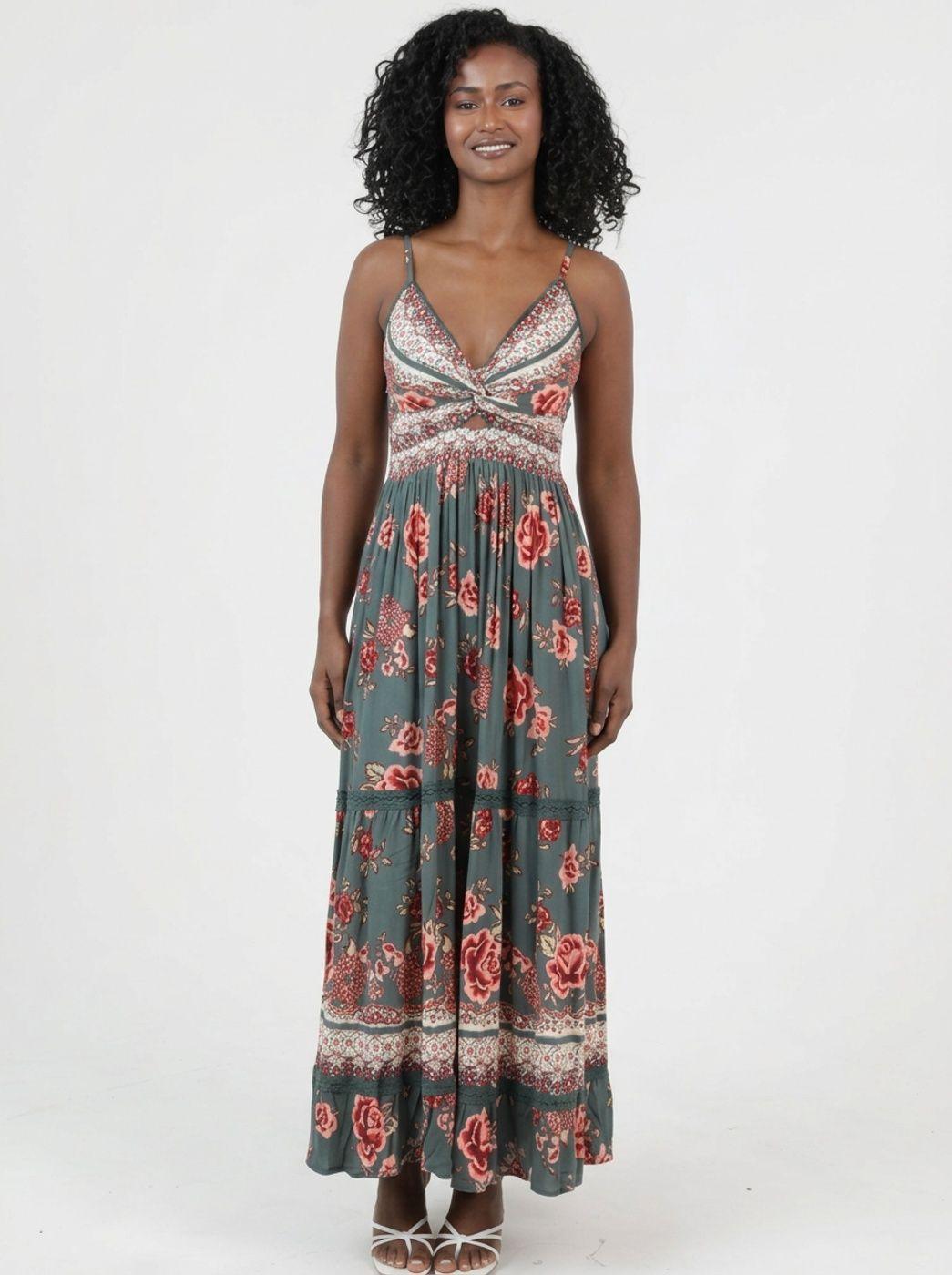Maxi Vestido Estampado Verde colores by Brasil soo Glam-2