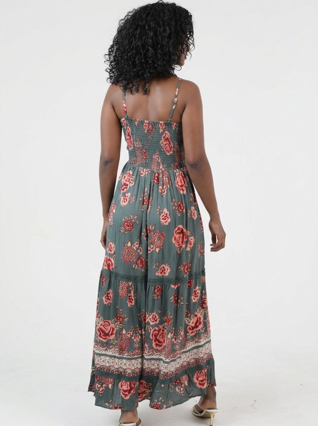 Maxi Vestido Estampado Verde colores by Brasil soo Glam-3