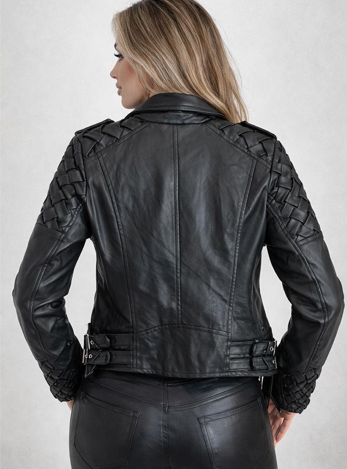 Chaqueta Biker Eco cuero Mangas Trenzadas Brasil soo Glam-1